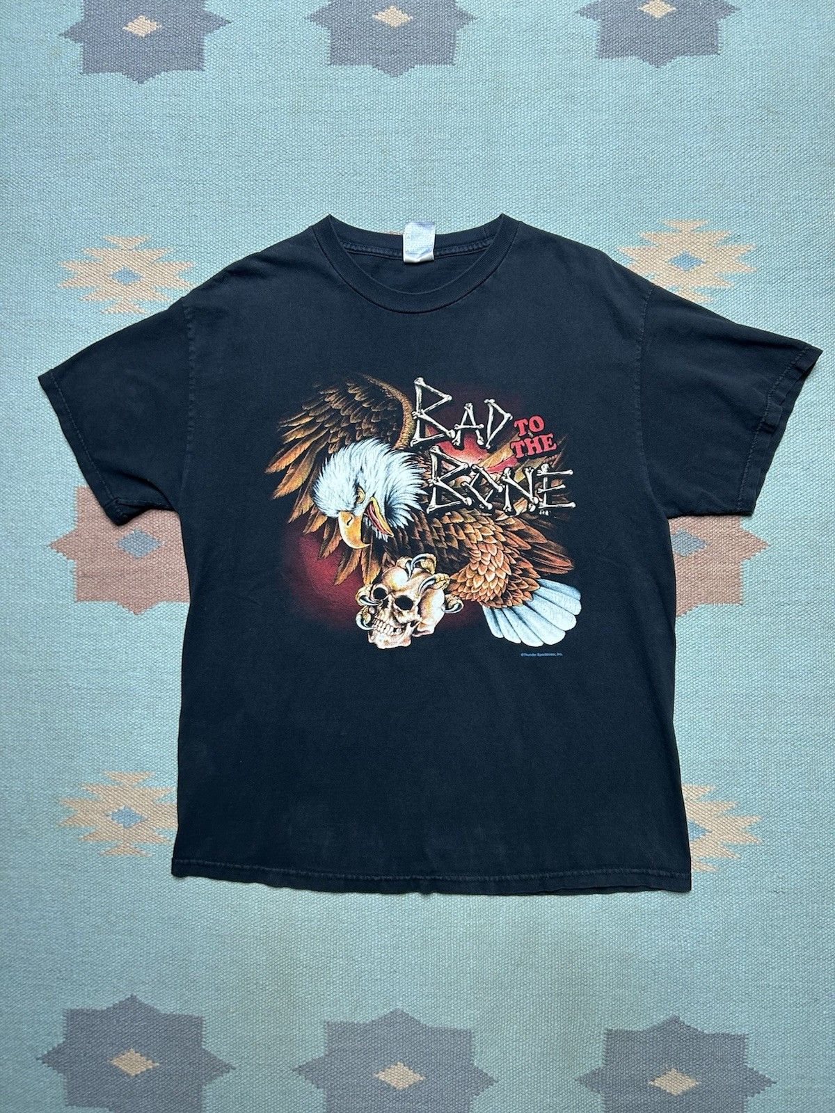 Vintage Vtg t shirt bad to the bone Eagle skull Thunder sports large Size US L / EU 52-54 / 3 - 1 Thumbnail