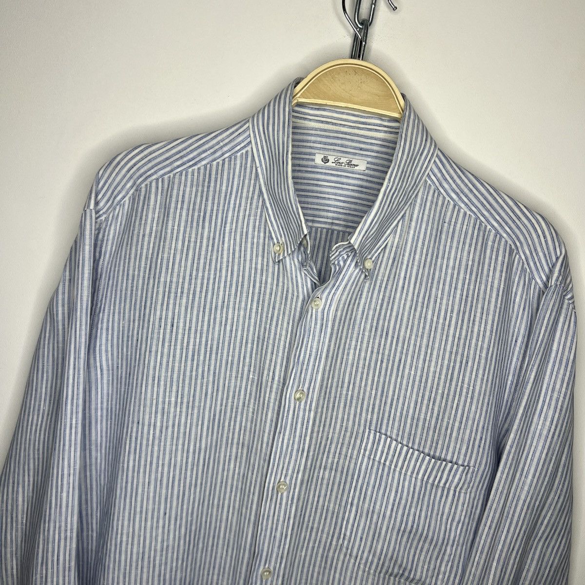 Loro Piana Loro Piana Light Blue White Old money Linen Shirt Button Up Size US XL / EU 56 / 4 - 4 Thumbnail