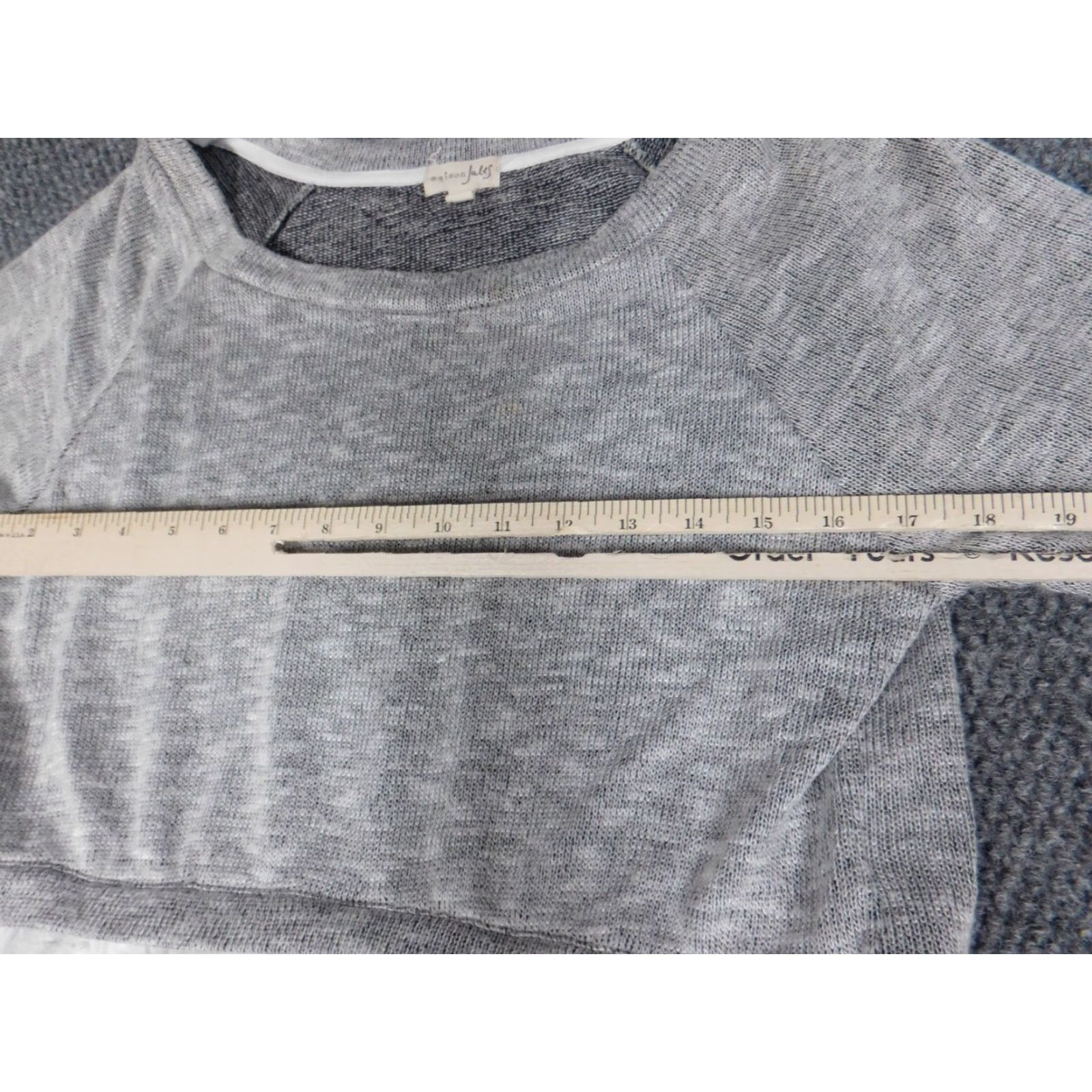 Vintage Maison Jules Blouse Womens Medium Pullover Crew Neck Knit Polyester Rayon Gray Solid Casual Stretch Adults Size M / US 6-8 / IT 42-44 - 4 Thumbnail