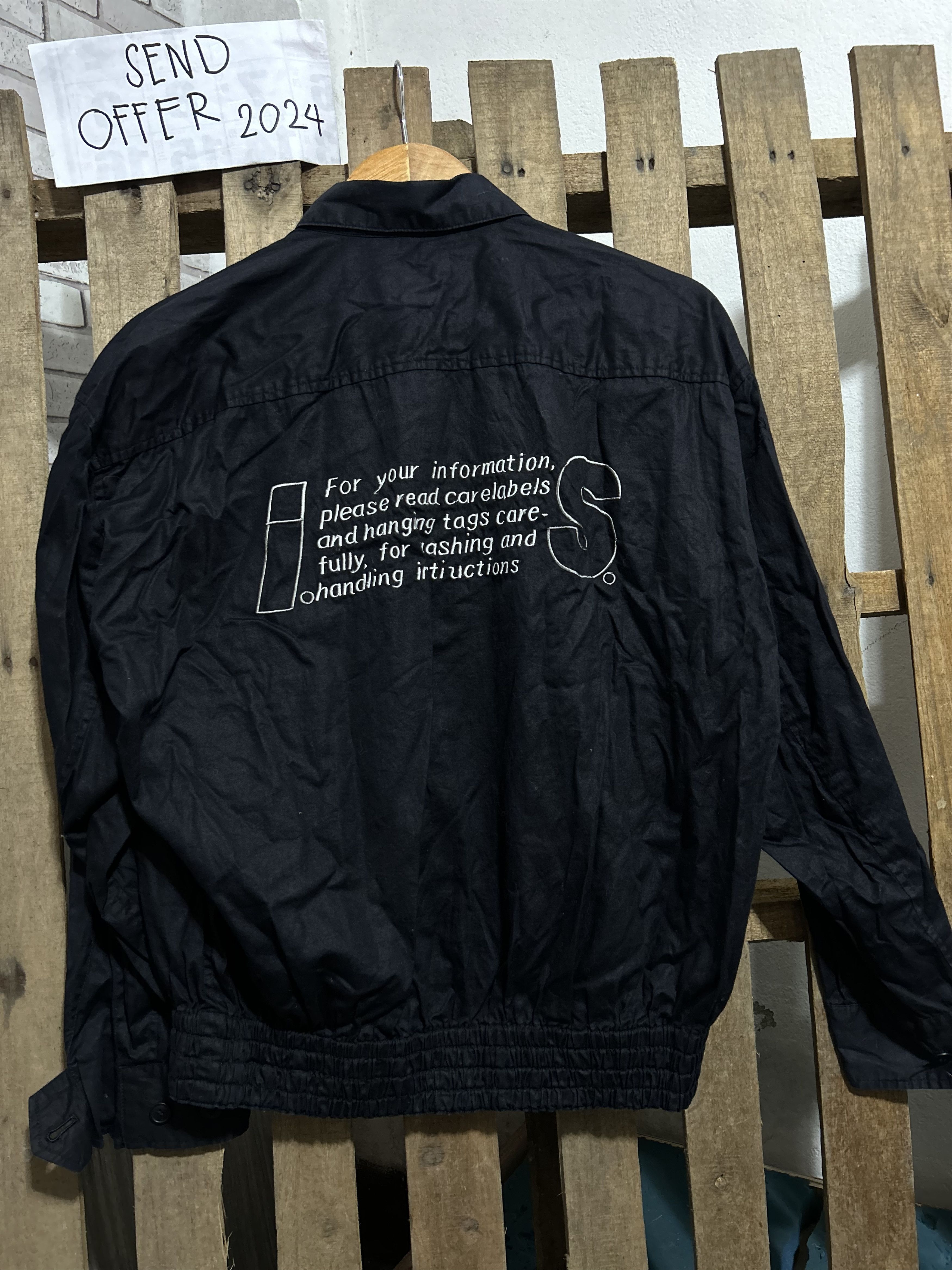 image of Issey Miyake Embroidered Care Label Chisato Tsumori Design in Black, Men's (Size Small)