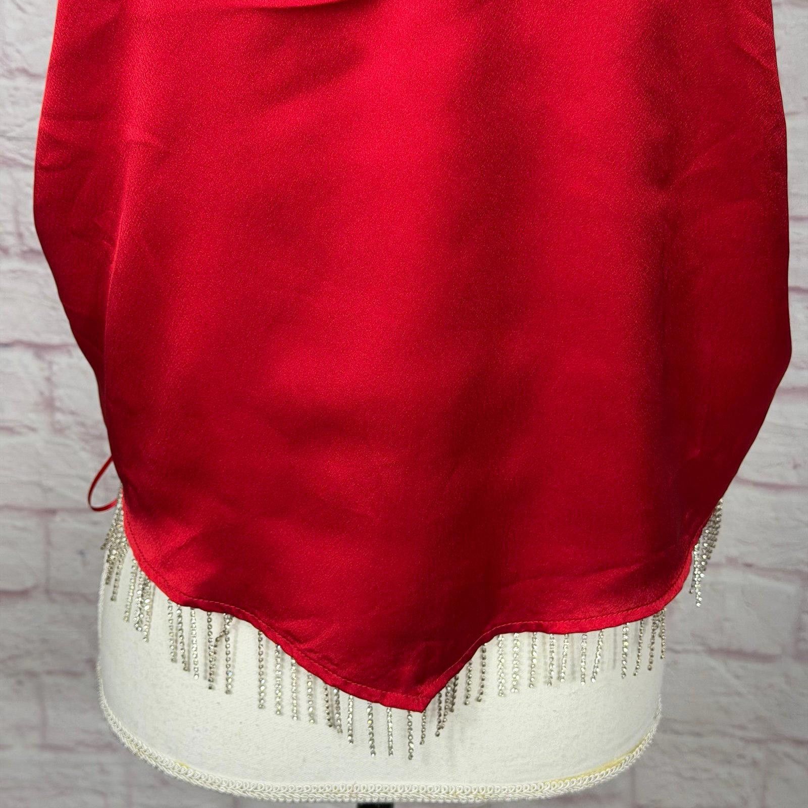 Other Blue B Collection Red Satin Halter Top with Fringe Large NWT Size L / US 10 / IT 46 - 9 Thumbnail