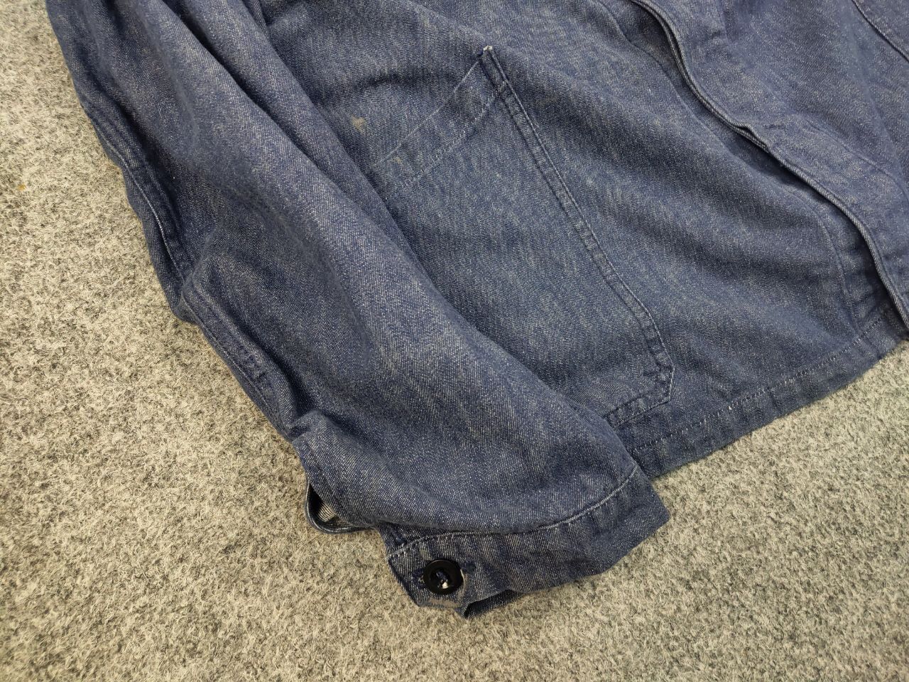 Vintage Vintage 70's Lutteurs Denim French Work Blue Sanfor Jacket Size US L / EU 52-54 / 3 - 7 Thumbnail