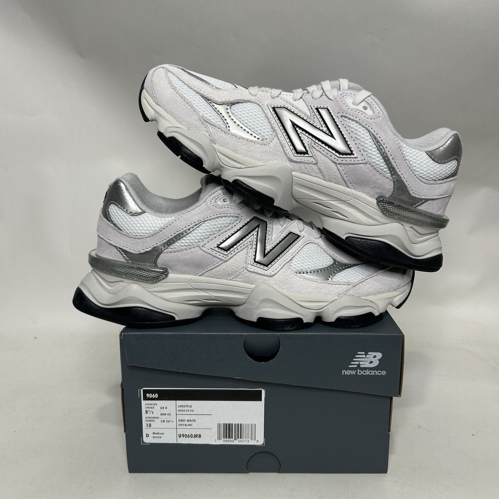 New Balance New Balance 9060 'White Black Metallic Silver' U9060JRB Size US 8.5 / EU 41-42 - 1 Thumbnail