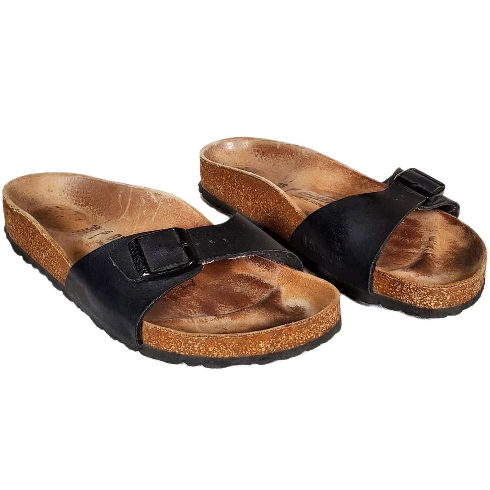 Birkenstock Birkenstock Madrid Black Birko-Flor Sandals Women Size US 7 EUR 38 Narrow Slip-on Adjustable Buckle Flat Casual Spring Summer/Vintage: No Size US 7 / IT 37 - 2 Thumbnail