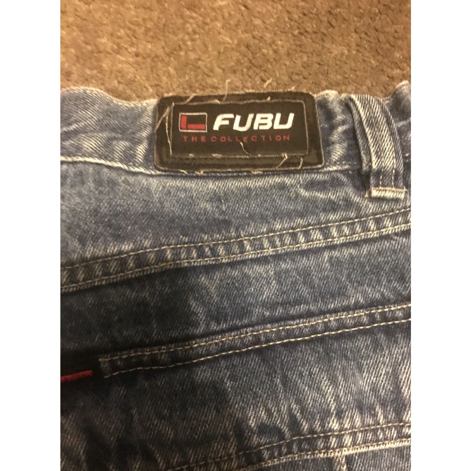 Fubu Vintage FUBU Shorts Mens 38 Blue Denim Baggy Cargo Pocket 5-Pocket Design JNCO Cargo Shorts Mens Regular Blue Denim Size US 38 / EU 54 - 4 Thumbnail