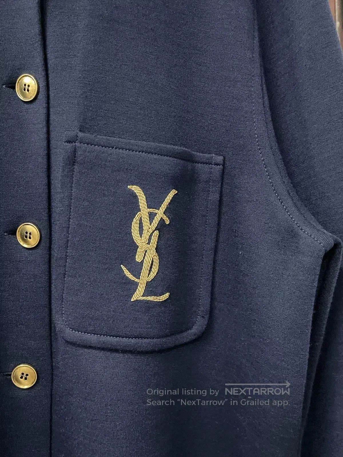 Saint Laurent Paris Saint Laurent Navy Shirt with YSL Logo. Size US XS / EU 42 / 0 - 5 Thumbnail