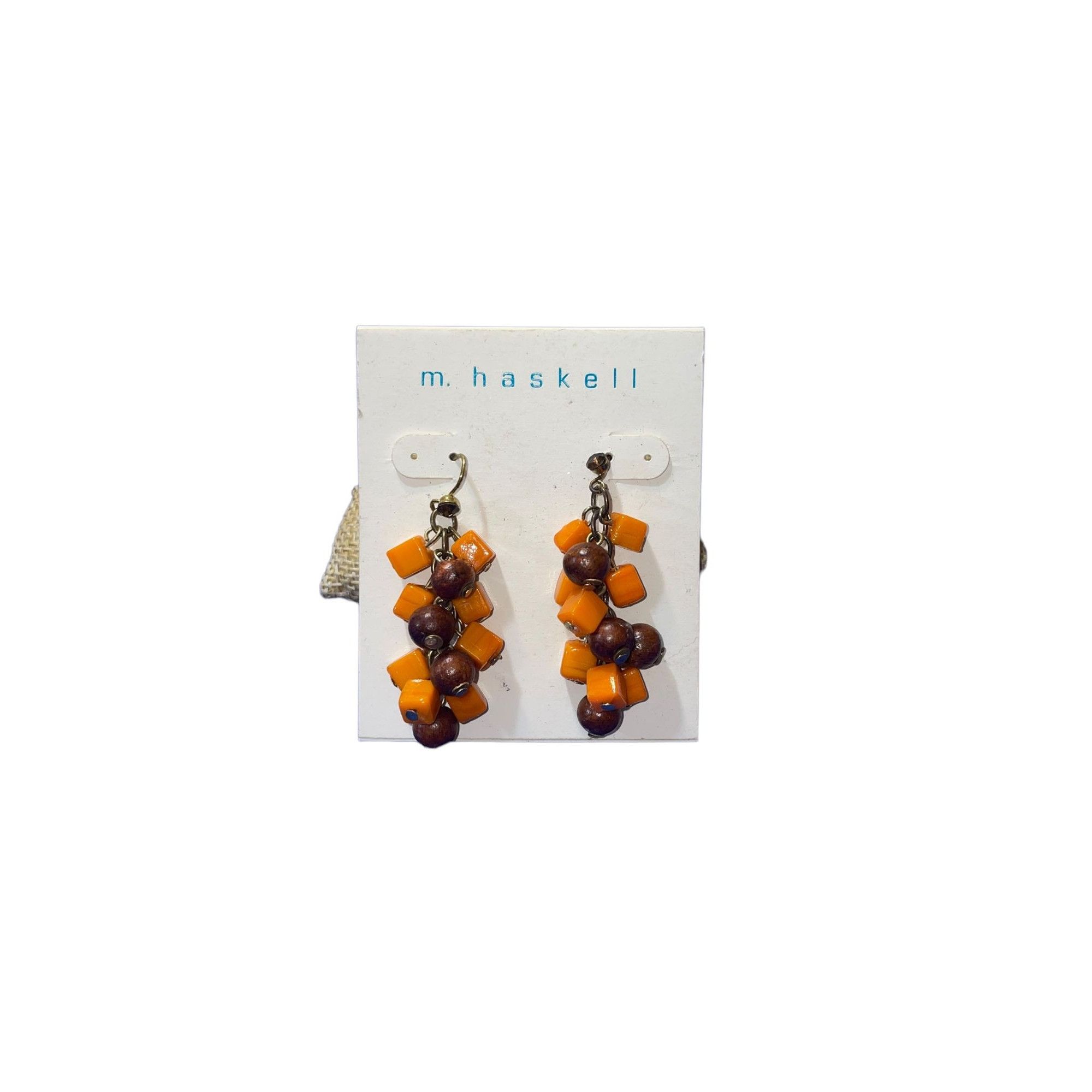Miriam Haskell Vintage Miriam Haskell Earrings Dangle Hook Orange Brown 2" Size ONE SIZE - 1 Thumbnail