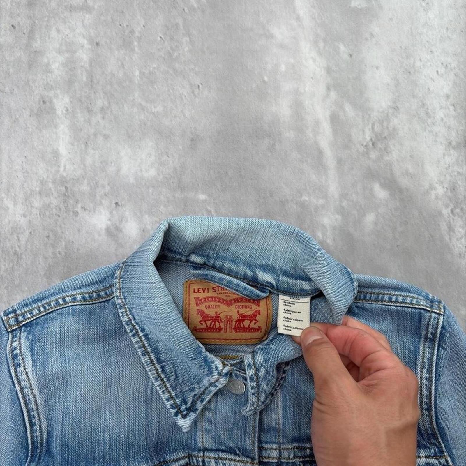 Levi's Y2K Light Wash Levi’s Grunge Trucker Bomber Denim Jacket Size S / US 4 / IT 40 - 5 Thumbnail