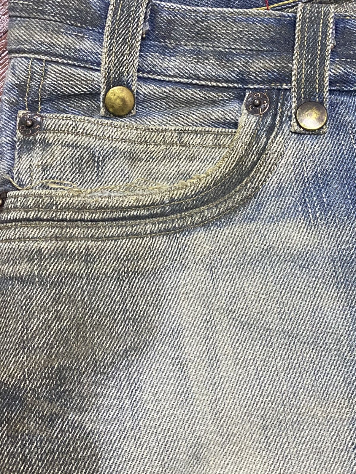 Levi's Made & Crafted Vintage Levis Mud Wash Star Button Distressed Slim Jeans Size US 32 / EU 48 - 15 Thumbnail
