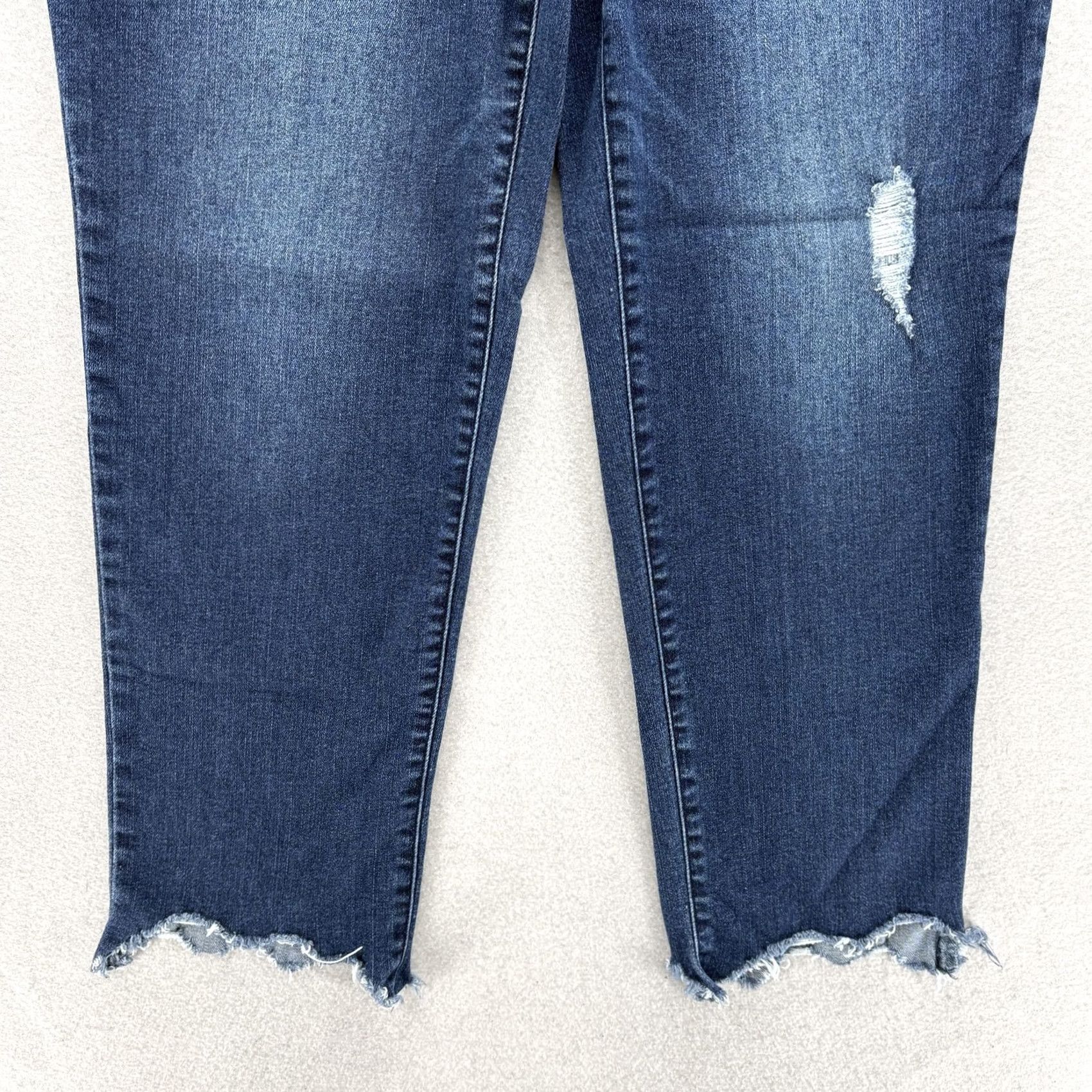 Vintage Democracy Jeans Ankle Womens 12 Blue Wash Distressed Raw Hem Stretch Slim 5-Pocket Size 34" / US 12 / IT 48 - 3 Thumbnail