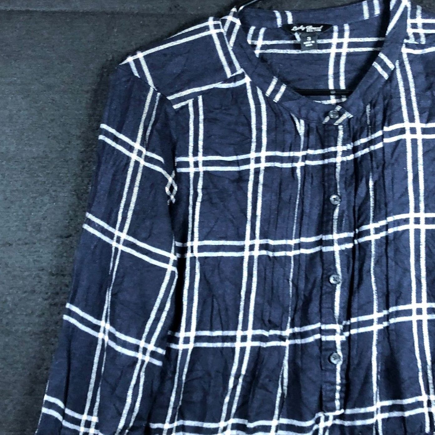 Lucky Brand Lucky Brand Womens Dress Navy White Stripe Roll Tab Sleeve Button Front Small Dress Shirt Size S / US 4 / IT 40 - 4 Thumbnail