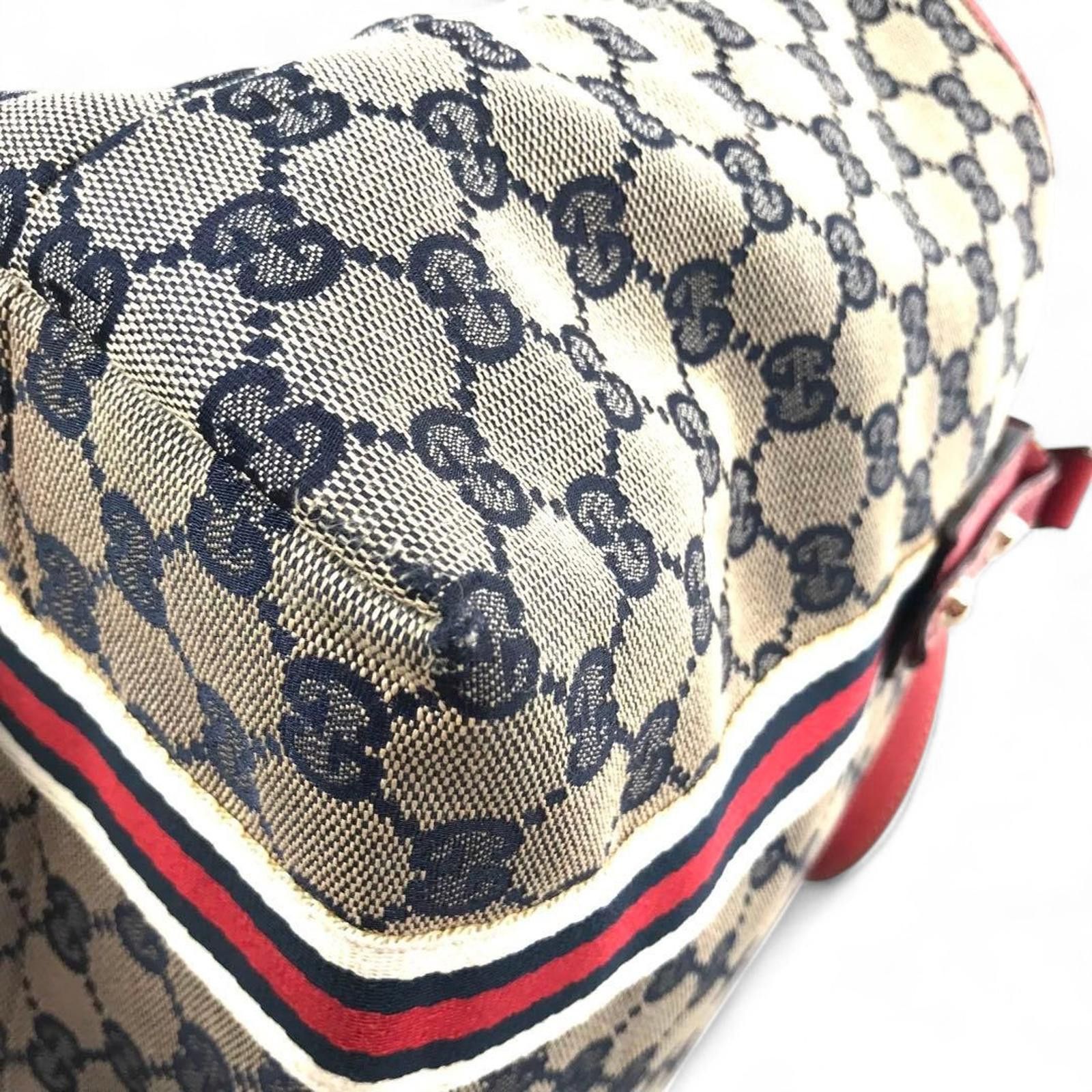 Gucci - Supreme Canvas Tote Bag Red Leather Trim
