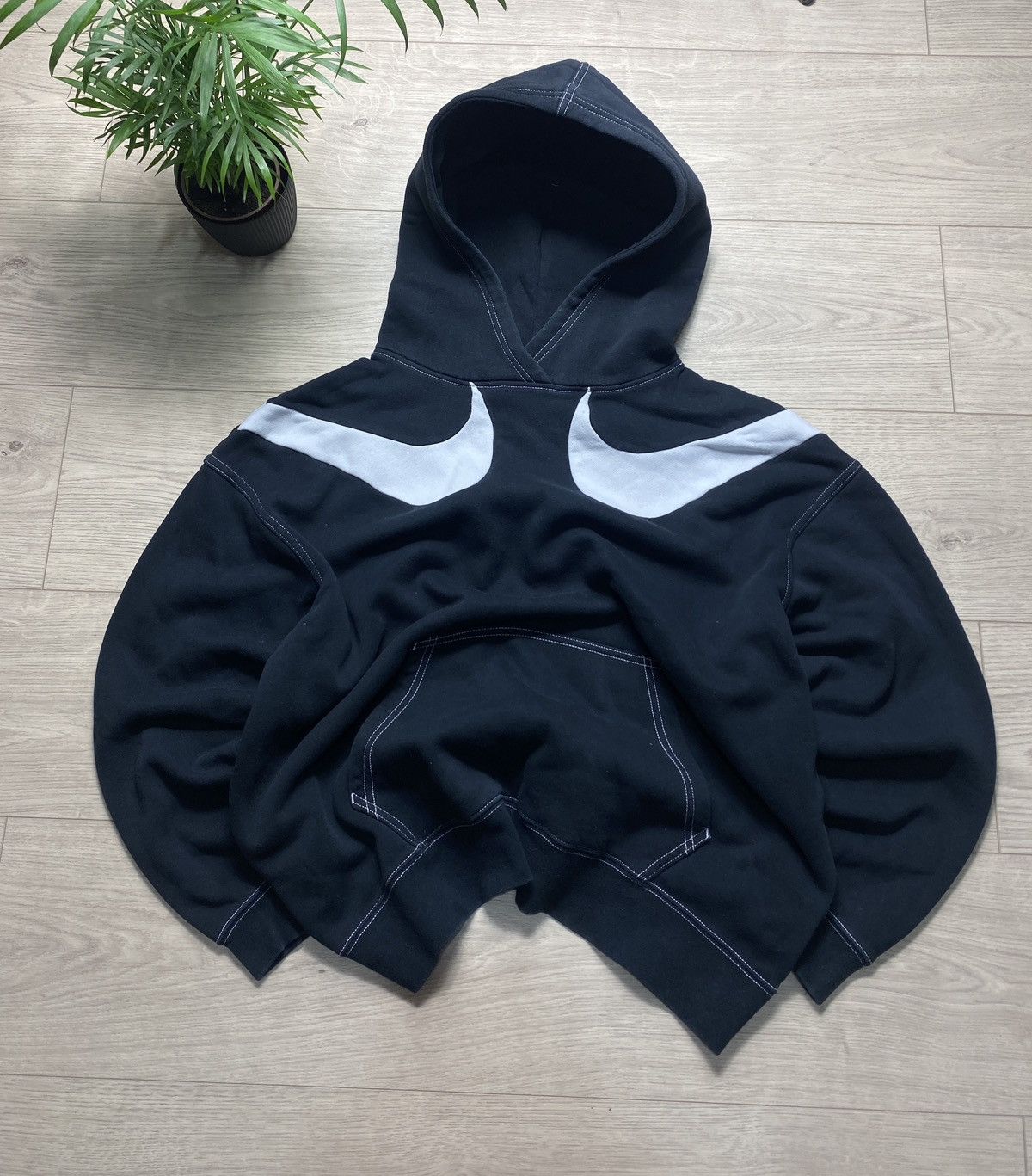 Nike Streetwear Vintage Nike Double Swoosh Hoodie big embroidered logo rare USA Grailed