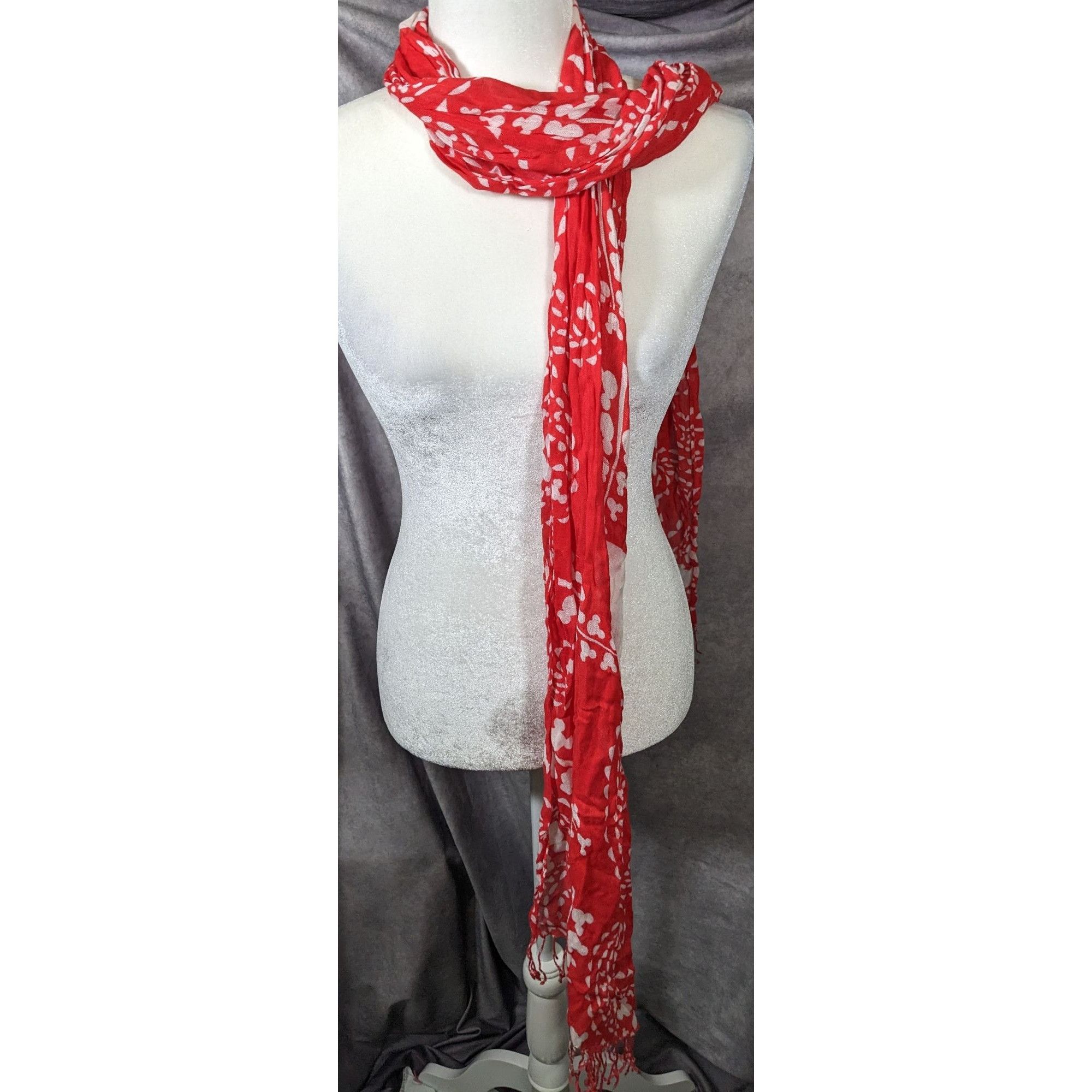 Disney Disney Mickey Mouse Red And White Lightweight Scarf Size ONE SIZE - 7 Thumbnail