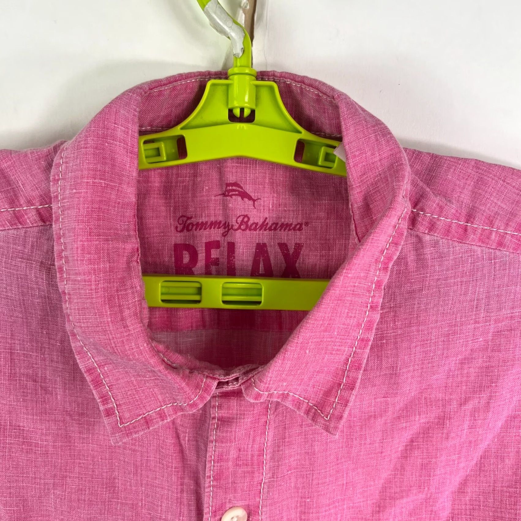 Tommy Bahama Tommy Bahama Relax Shirt Mens Size L Coral 100% Linen Short Sleeve Button-Up Size US L / EU 52-54 / 3 - 3 Thumbnail