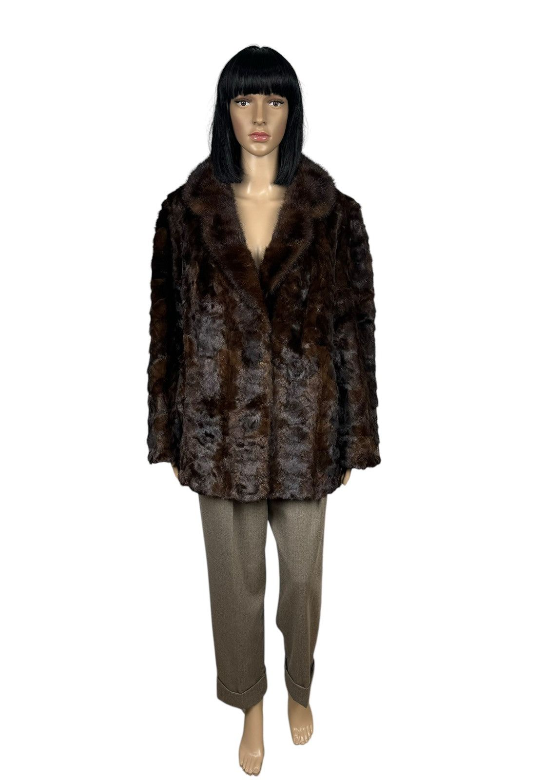 Handmade Brown Real Mink Fur Coat Jacket Size Large Size L / US 10 / IT 46 - 2 Thumbnail