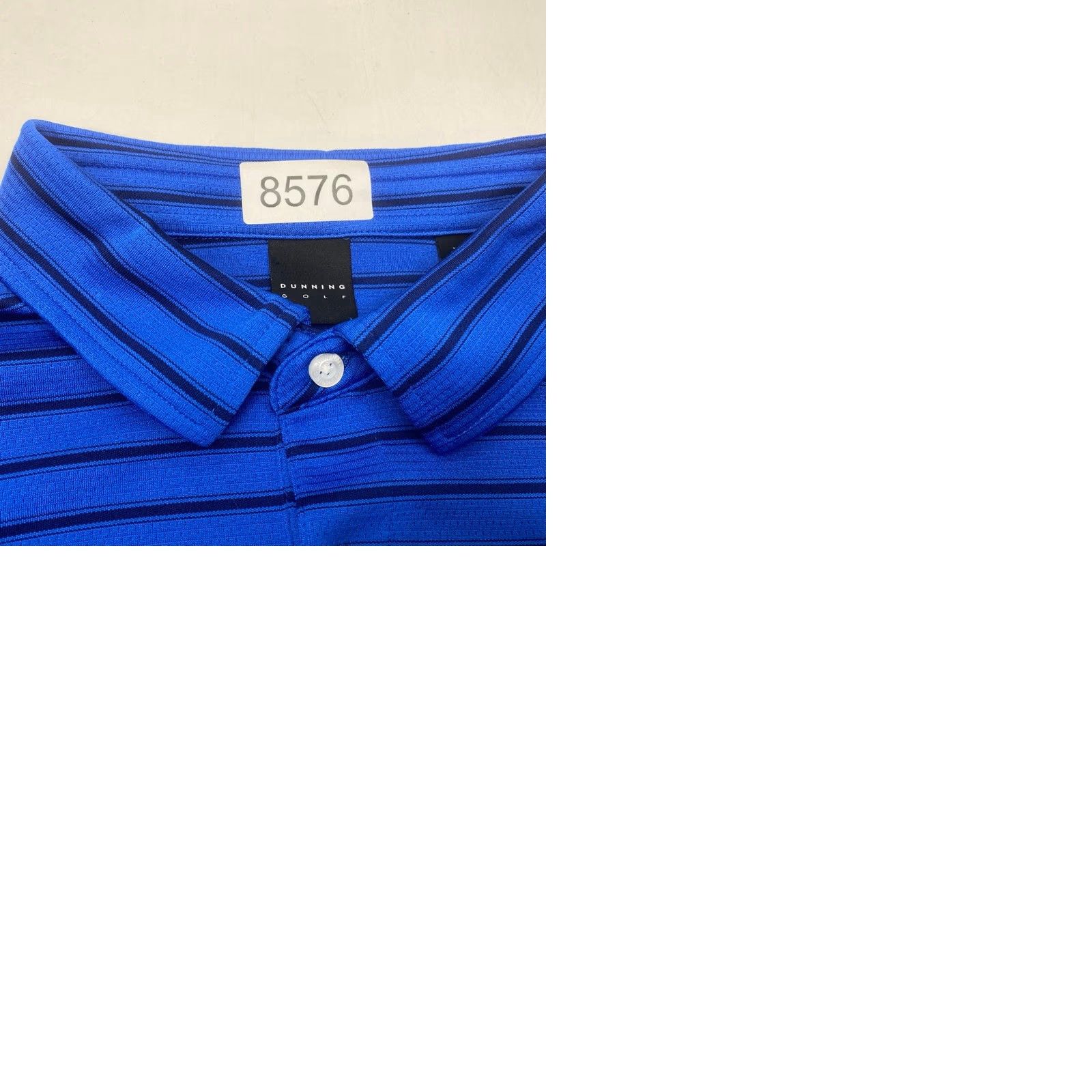 Vintage Dunning Golf Polo Shirt Mens XL Striped Blue Black Short Sleeve Performance 8576 Size US XL / EU 56 / 4 - 9 Thumbnail