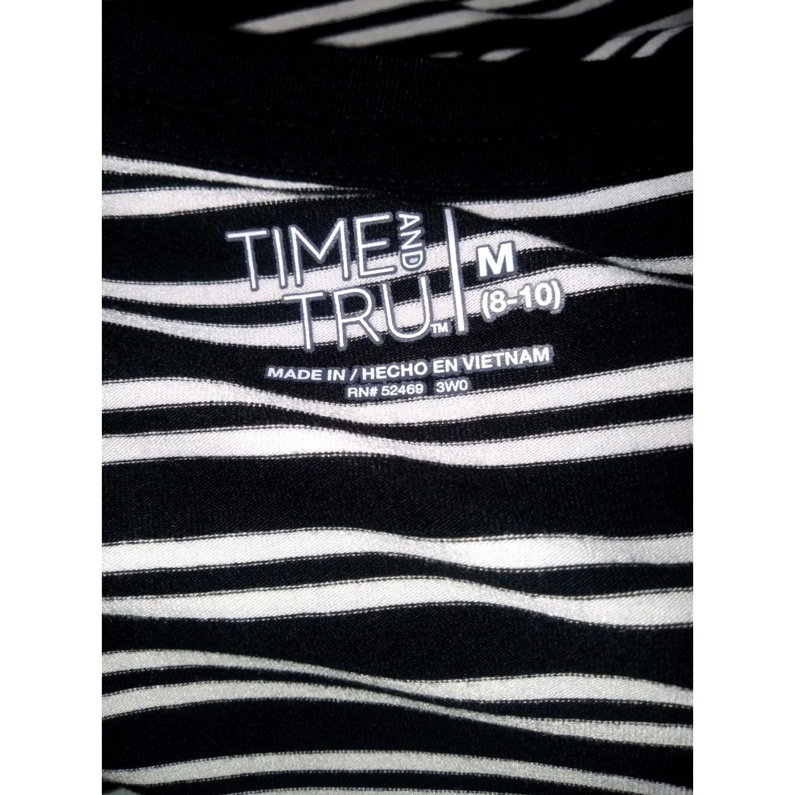 Vintage Time And Tru Womens Black White Striped Sleeveless Swing Dress Pockets Stretch M Size L / US 10 / IT 46 - 4 Thumbnail