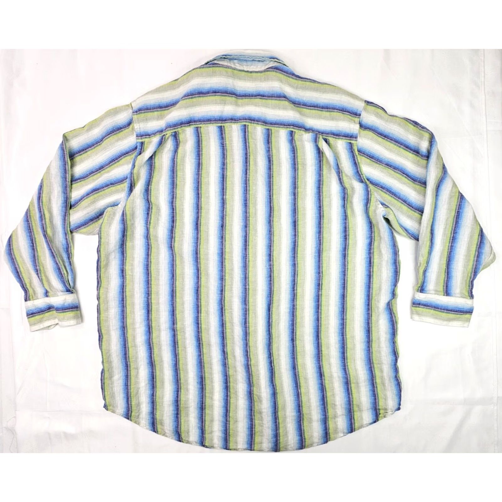Tommy Bahama Tommy Bahama Indigo Palms Button-Up Shirt Multicolor Stripe 100% Linen LG Adults Mens Large Size US L / EU 52-54 / 3 - 6 Thumbnail