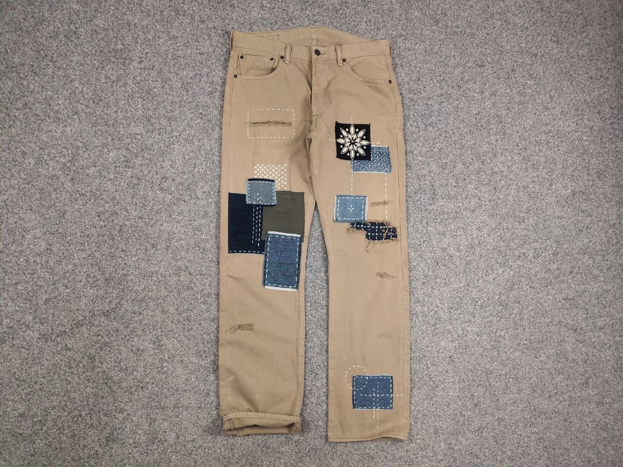 Levi's Vintage Levis 501 sashiko patchworks Jeans Kapital Style Size US 33 - 7 Thumbnail