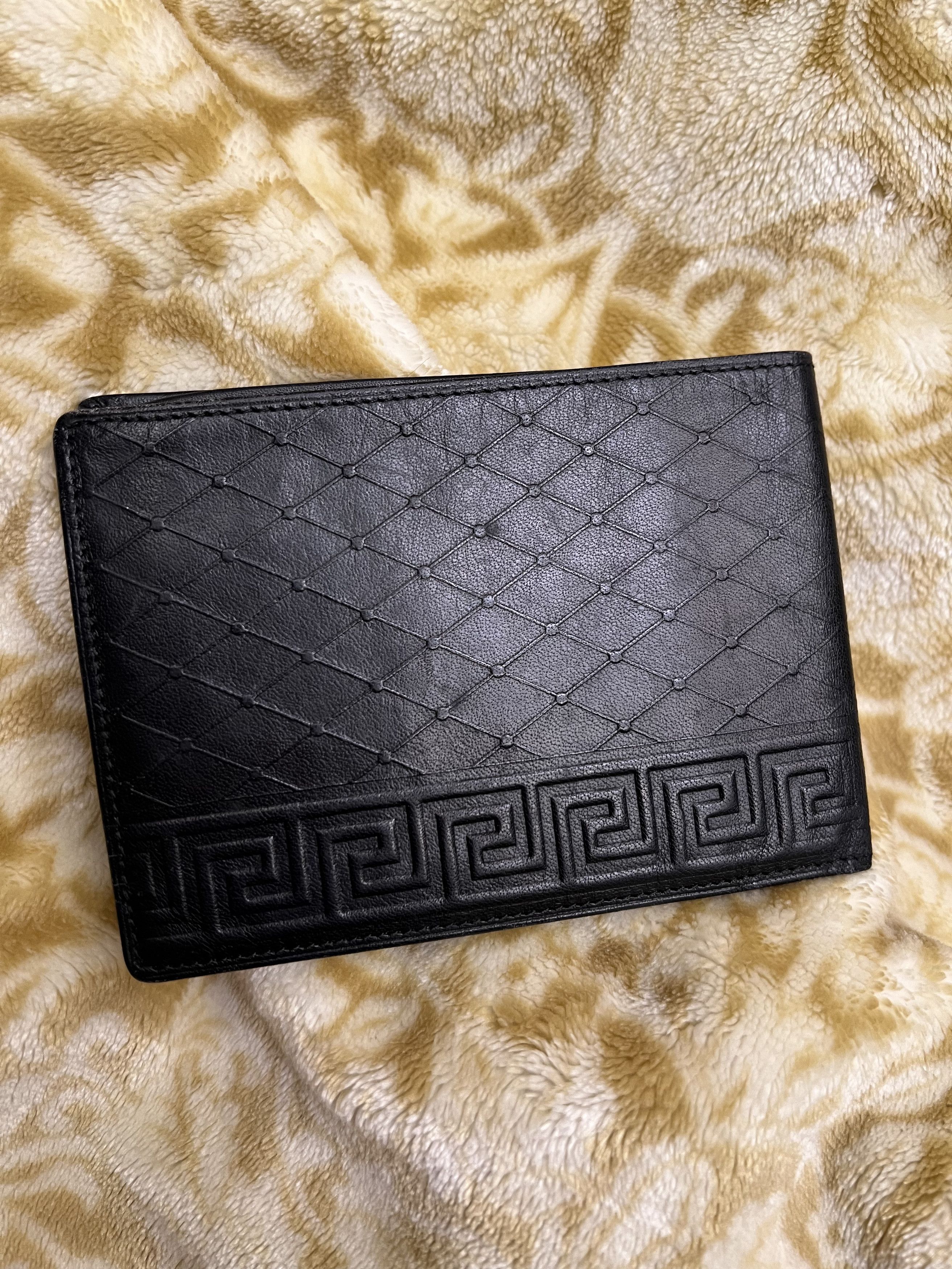 image of Gianni Versace Baroque Red/yellow Wallet in Black, Men's