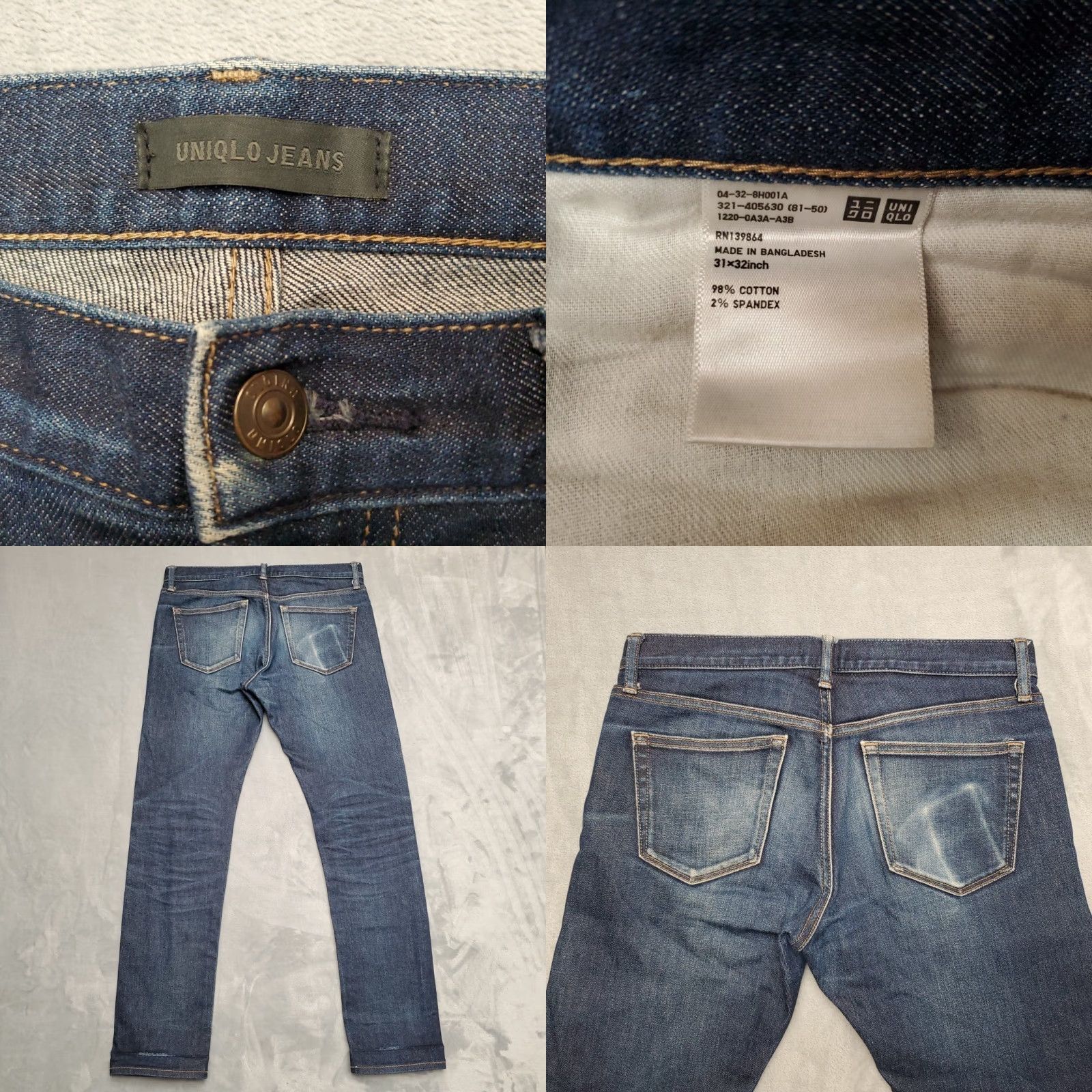 Uniqlo J Crew Selvedge Jeans Mens 30x32 770 Japanese Kaihara Denim Button Fly Slim Fit Jeans Size US 31 - 8 Thumbnail