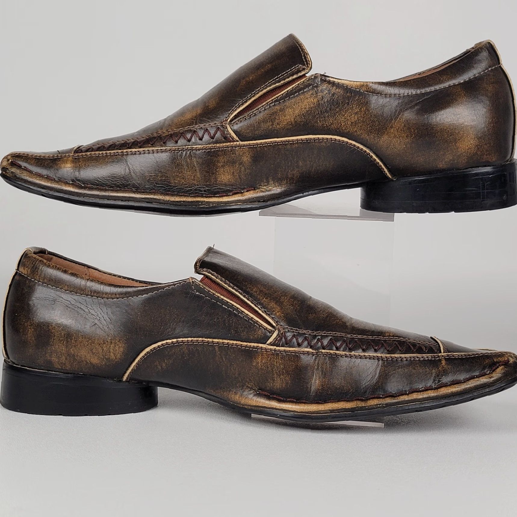 Vintage Top Rank Italy FashionStyles Brown Leather Dress Shoe Size 8 M Loafer Oxford Slip On Men Size US M / EU 48-50 / 2 - 4 Thumbnail