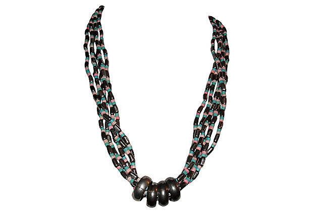 Handmade South East Asian Silver Tone Bead & Bone Necklace Size ONE SIZE - 1 Thumbnail