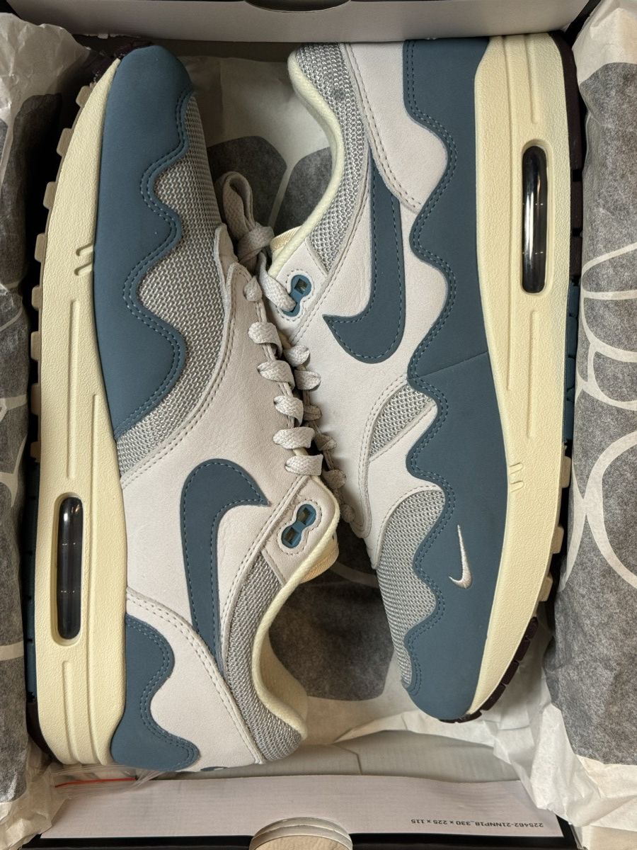 image of Patta X Nike Air Max 1 “Noise Aqua” Shoes in Metalic Silver, Men's (Size 11)