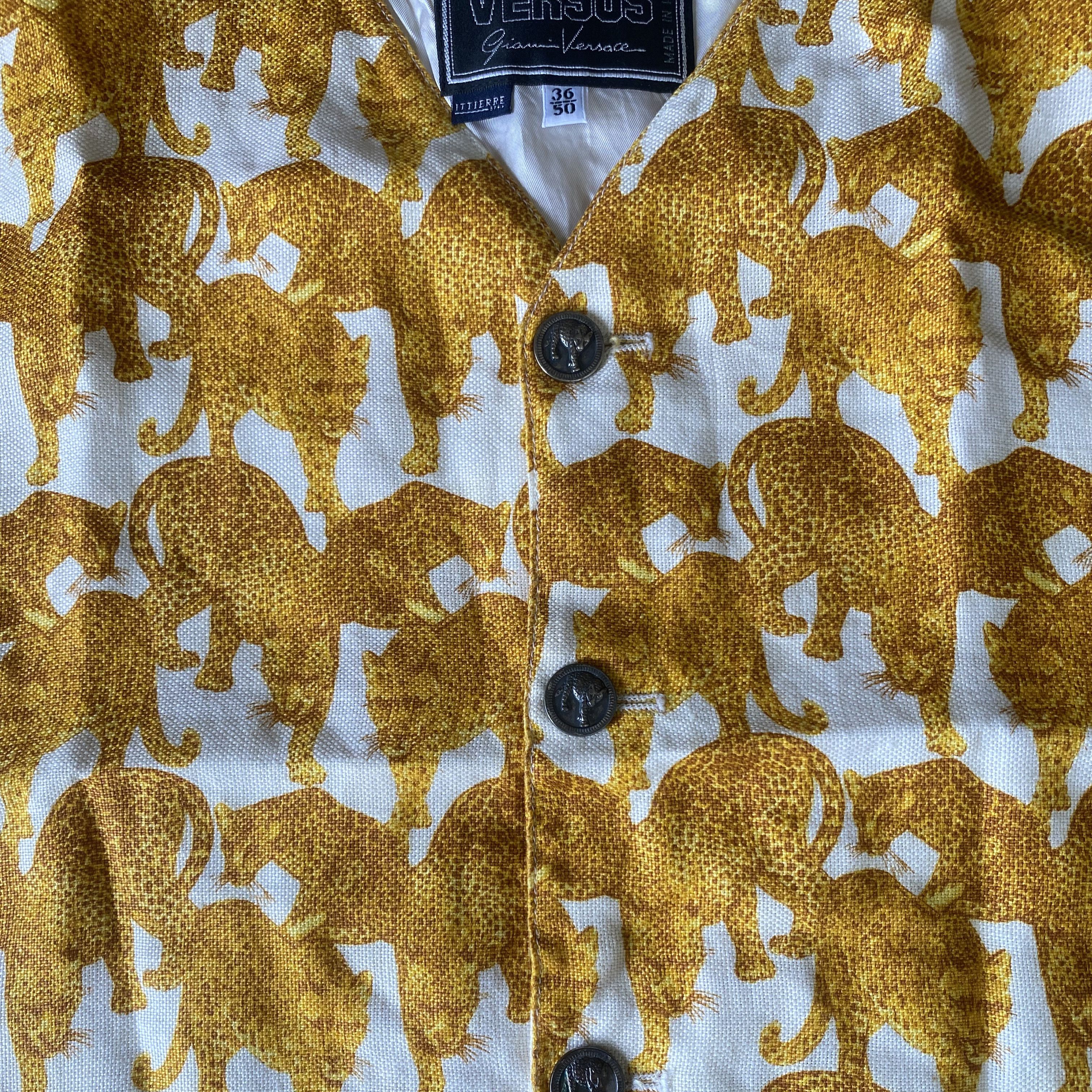 Versus Versace Vintage Yellow Leopard Print Vest Size US S / EU 44-46 / 1 - 5 Thumbnail