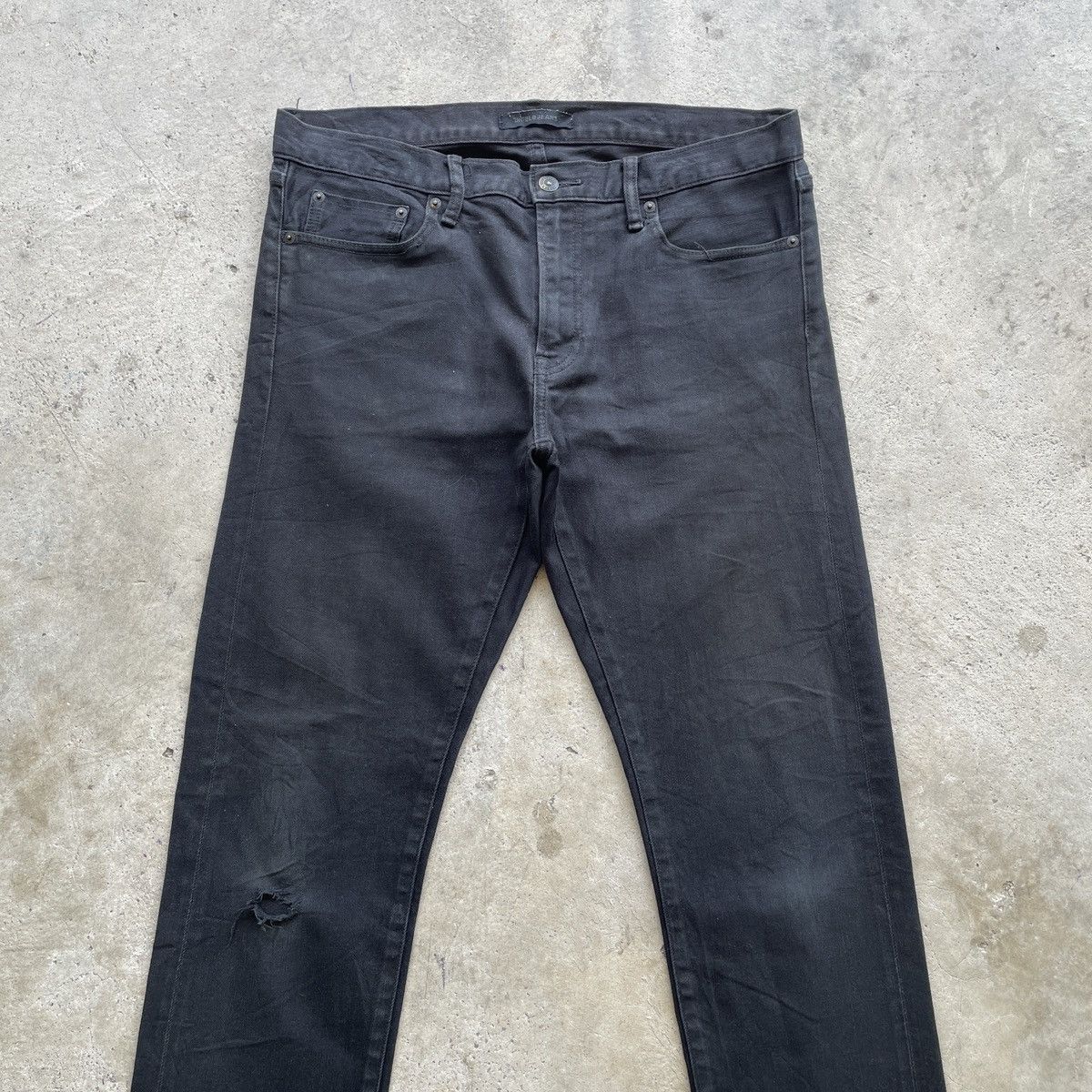 Japanese Brand Vintage Japanese Black Denim Distressed Jeans Skinny Pants Size US 34 / EU 50 - 3 Thumbnail
