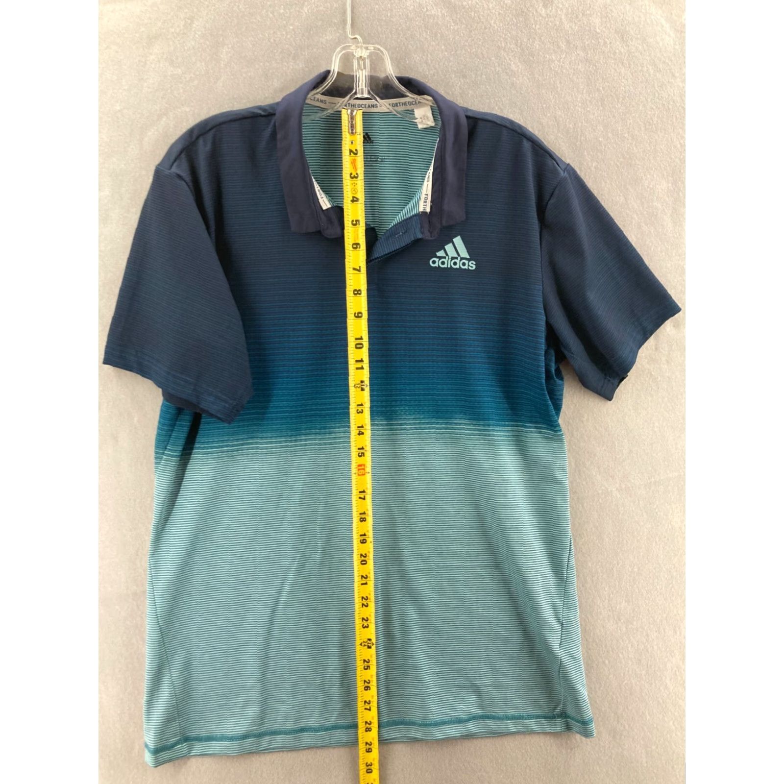 Adidas Adidas Golf Polo Shirt Mens Large Blue Striped Polo Shirt Golf Casual Short Sleeve Collared Size US L / EU 52-54 / 3 - 4 Thumbnail