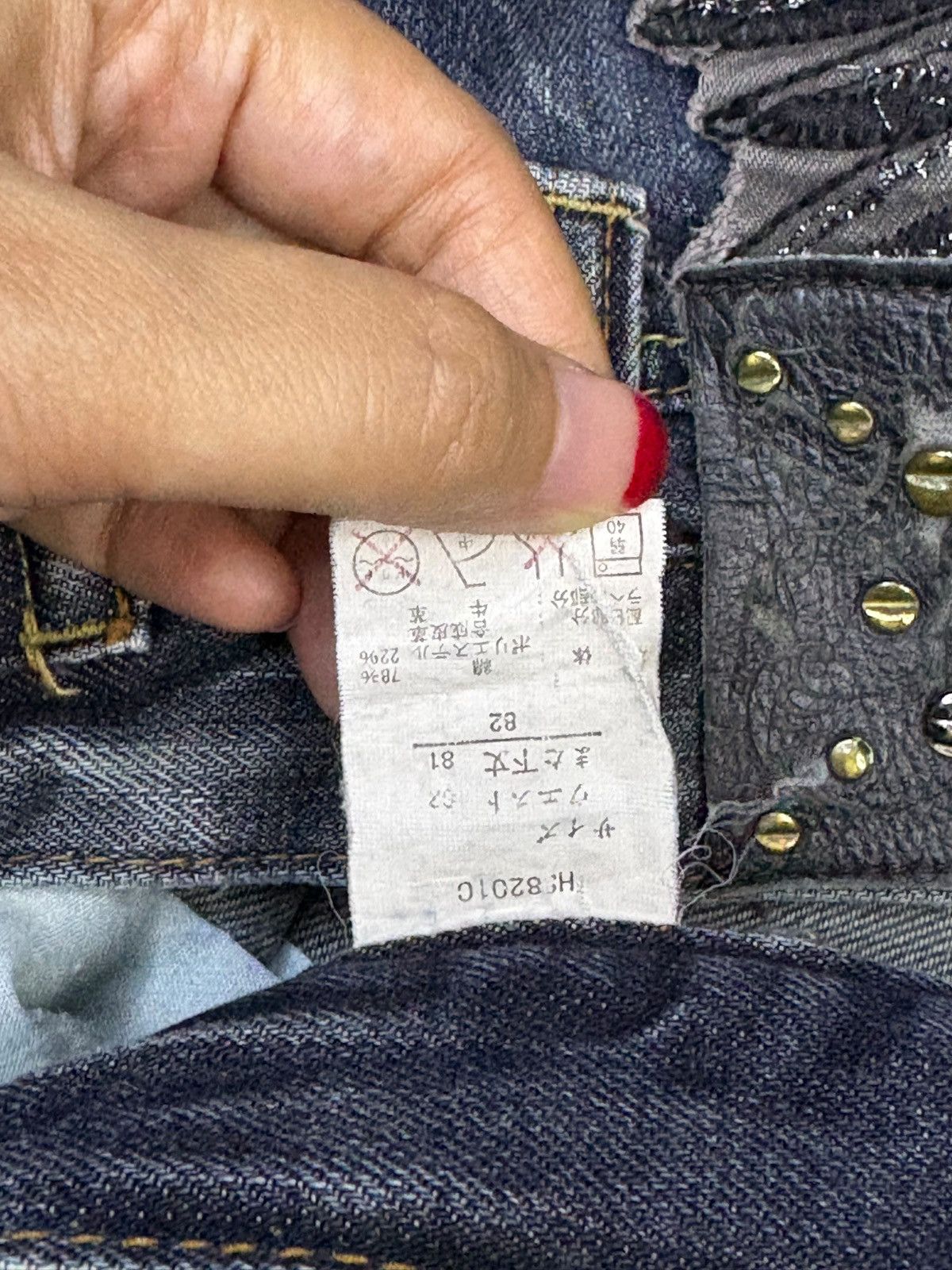Japanese Brand Vintage Japanese Brand Honeycomb Punk Embroidered Jeans Size US 33 - 10 Thumbnail
