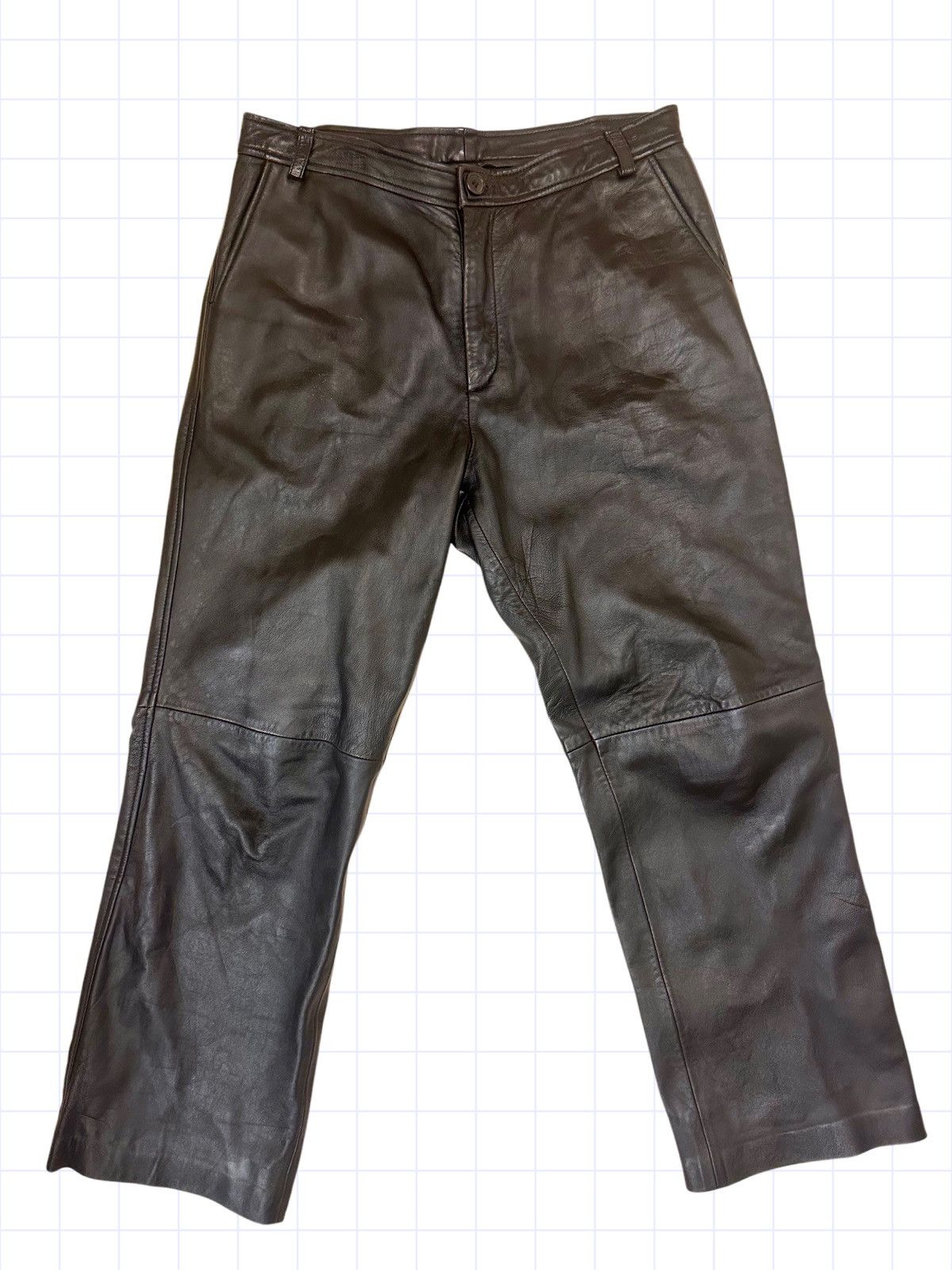 Vintage Genuine Black Leather Pants Jeans 34 33 32 Size US 34 / EU 50 - 1 Thumbnail