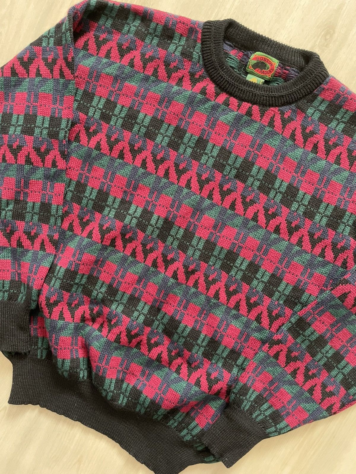 Boston Traders Vintage Boston Traders 100% Wool Sweater Geometric Knit Sz L Size US L / EU 52-54 / 3 - 2 Thumbnail