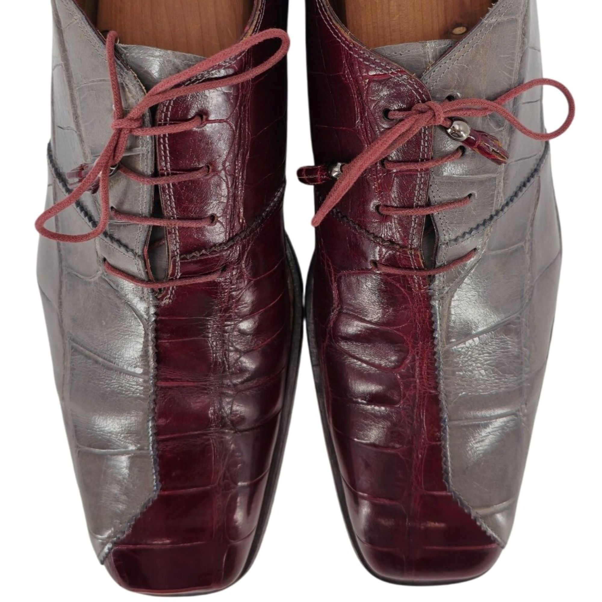 Mauri Vintage Mauri Exotic Alligator Burgundy Gray Dress Shoes 13M Size US 13 / EU 46 - 2 Thumbnail