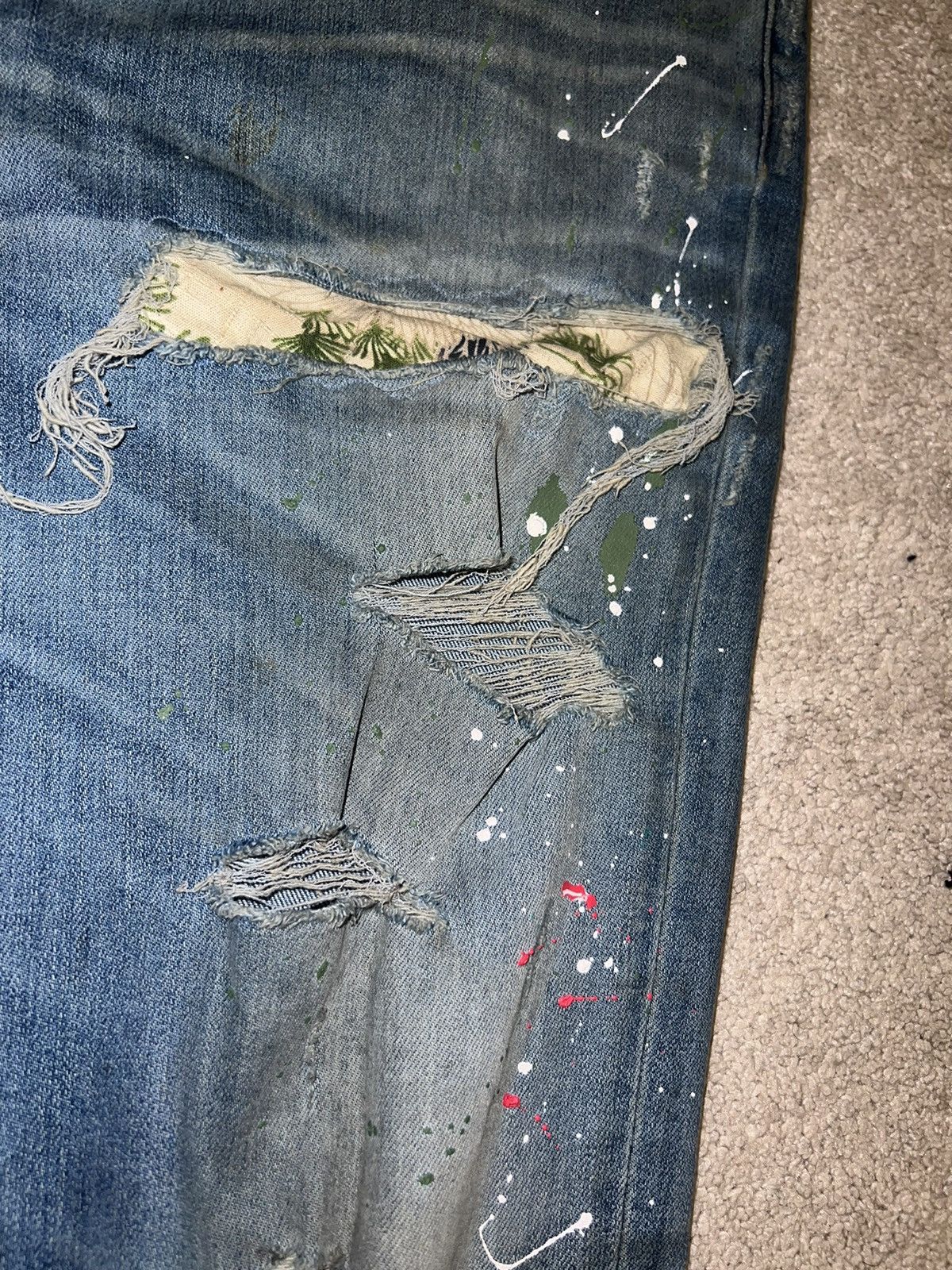 Amiri Amiri “Bird Art Crane Patch” Blue Denim Size US 33 - 7 Thumbnail