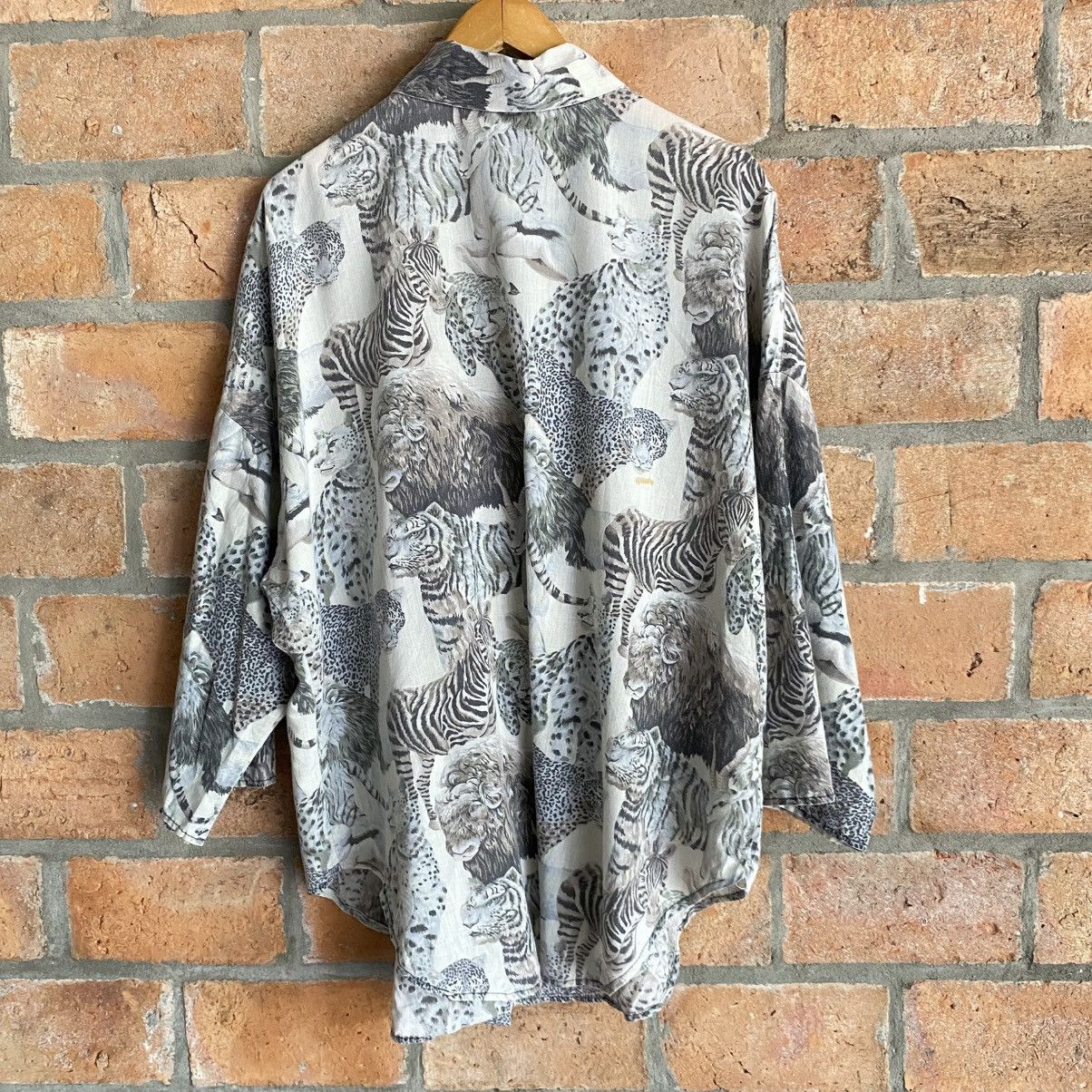 Vintage HOT STUFF Gray Safari Animal Print Shirt Size XL / US 12-14 / IT 48-50 - 10 Thumbnail