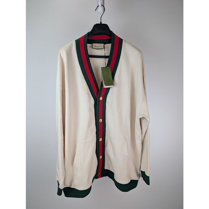 Gucci o1rshd1 Cardigan Medium Felted Cotton Jersey Natural / Mix Size US XXL / EU 58 / 5 - 1 Thumbnail
