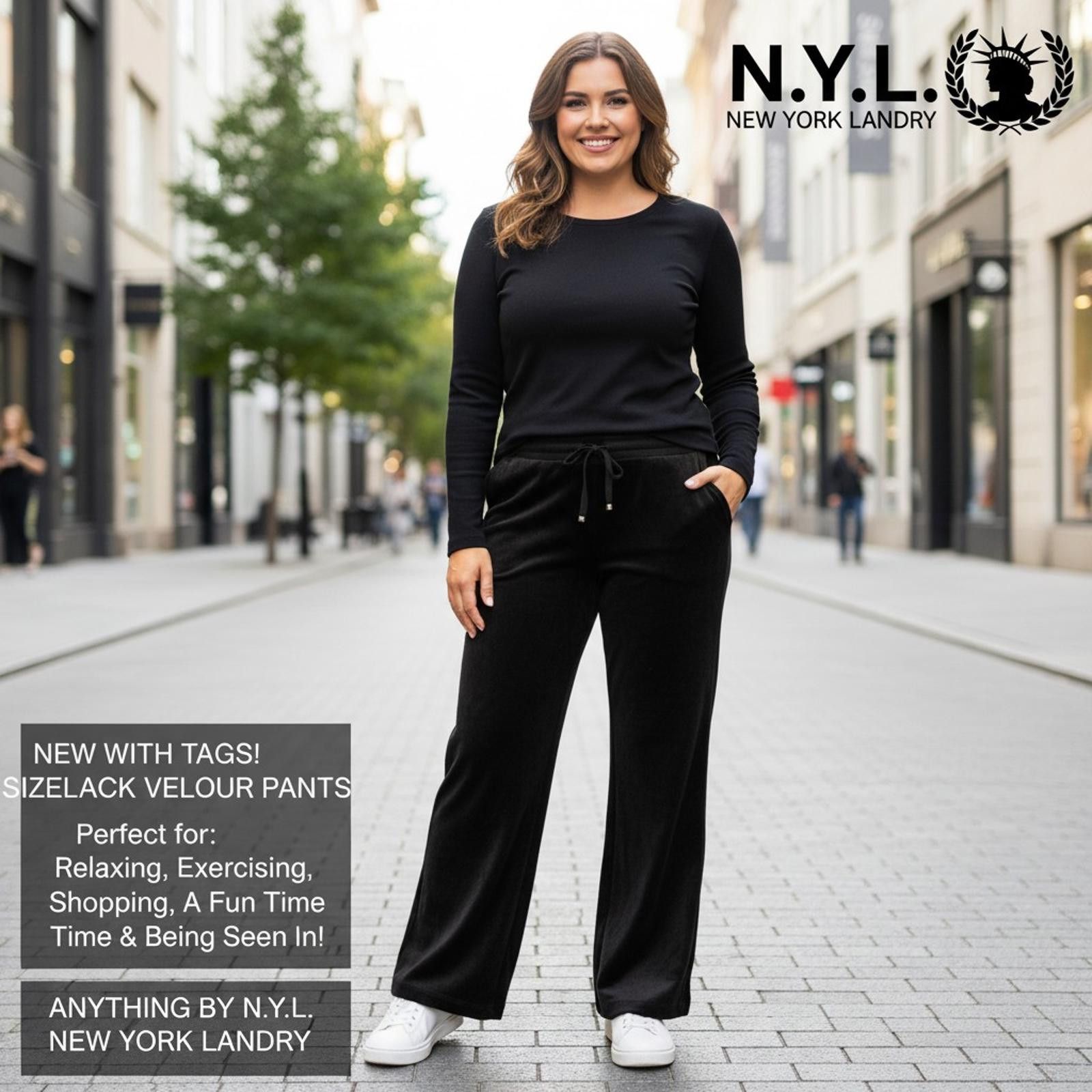 Other N.Y.L. New York Landry Black Velour Pants Size XXL Size 42" / US 20 - 2 Thumbnail
