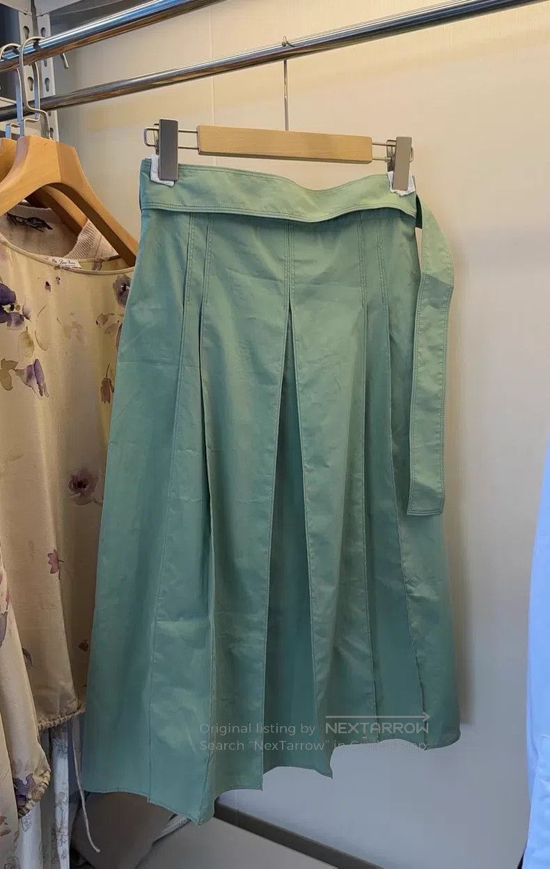 Loro Piana Loro Piana Green Silk Cotton Skirt Size 25" / US 0 / IT 36 - 6 Thumbnail