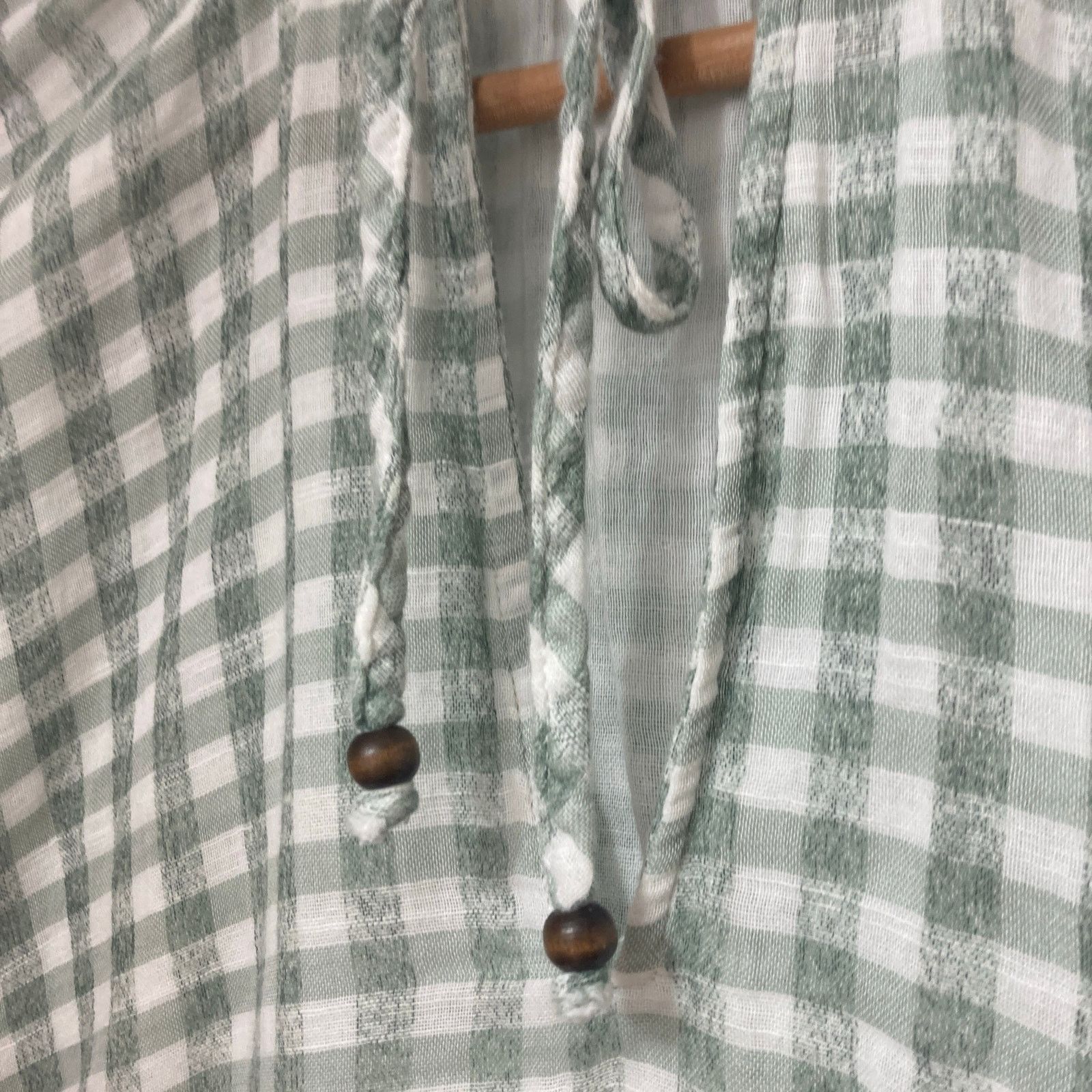 Zara Zara Green White Gingham Plaid Front Key Hole Tie Blouse Top Size S / US 4 / IT 40 - 5 Thumbnail