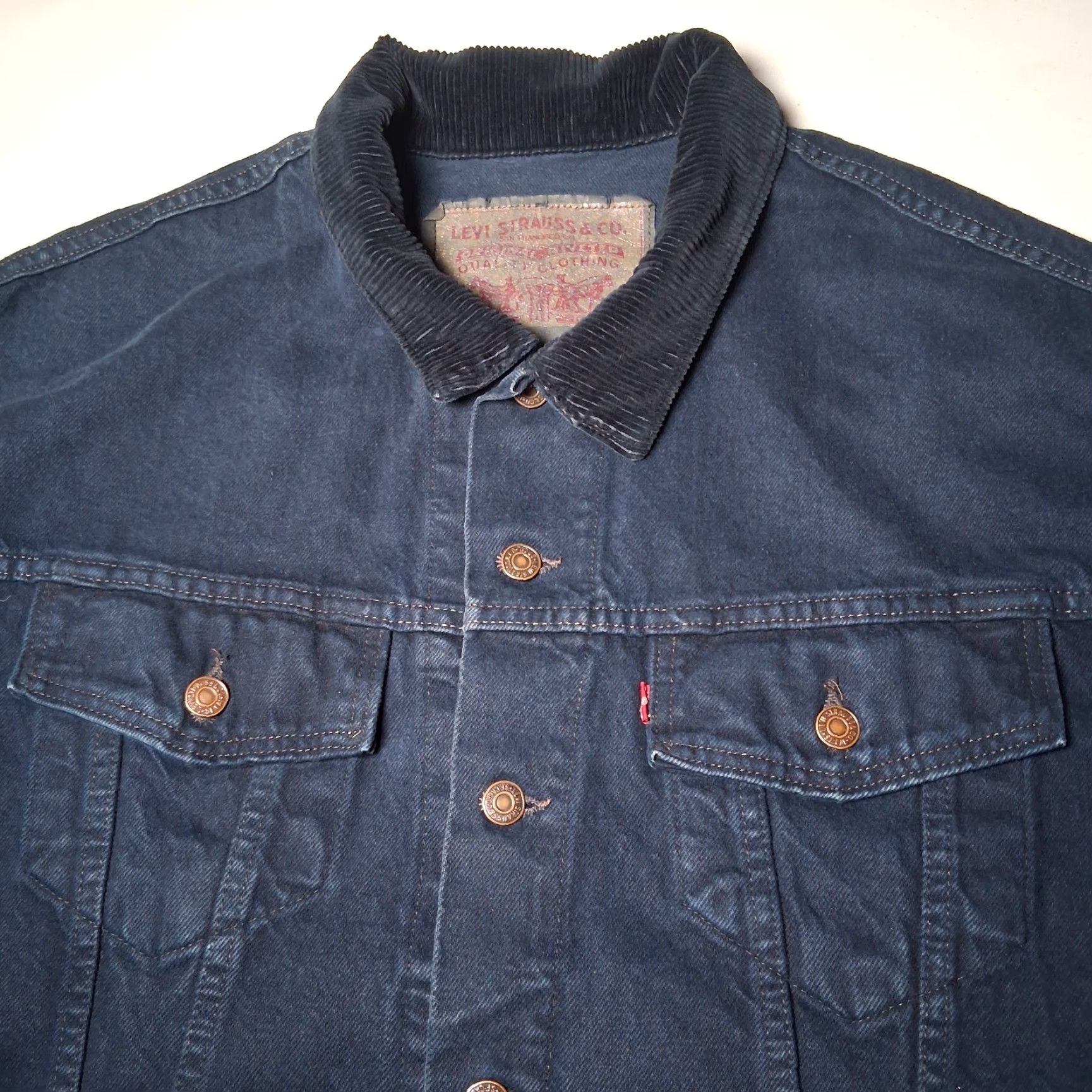 Levi's VINTAGE Levi's Levi Strauss Denim Jean Jacket L Blue Corduroy Trucker 70599 0730 Size US 33 - 3 Thumbnail