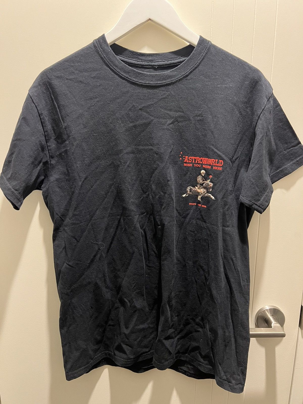 image of Travis Scott x Virgil Abloh Astroworld Wish You Were Here Tour Tee in Black, Men's (Size Medium)
