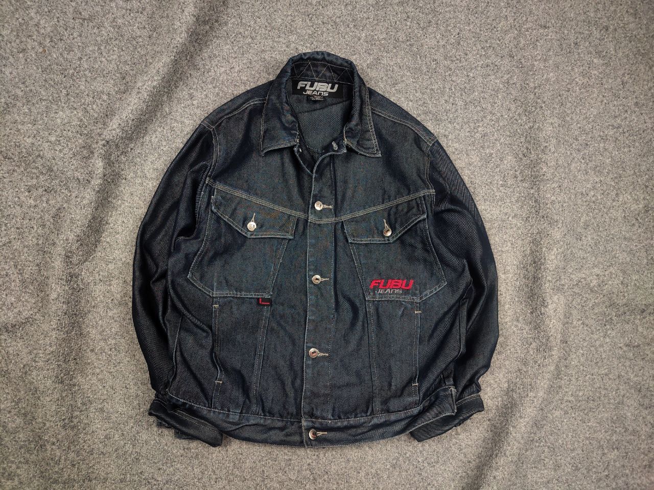Fubu Vintage Fubu Logo collection Indigo blue denim Jacket Y2K Size US L / EU 52-54 / 3 - 1 Thumbnail
