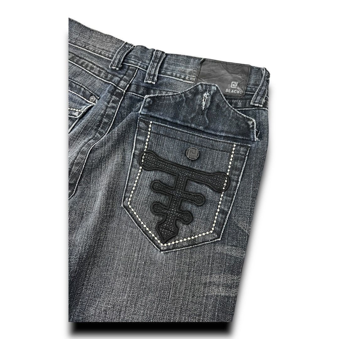 Designer BLACK JAPANESE BRAND DISTRESSED DISIGN DENIM JEANS Size US 34 / EU 50 - 13 Thumbnail