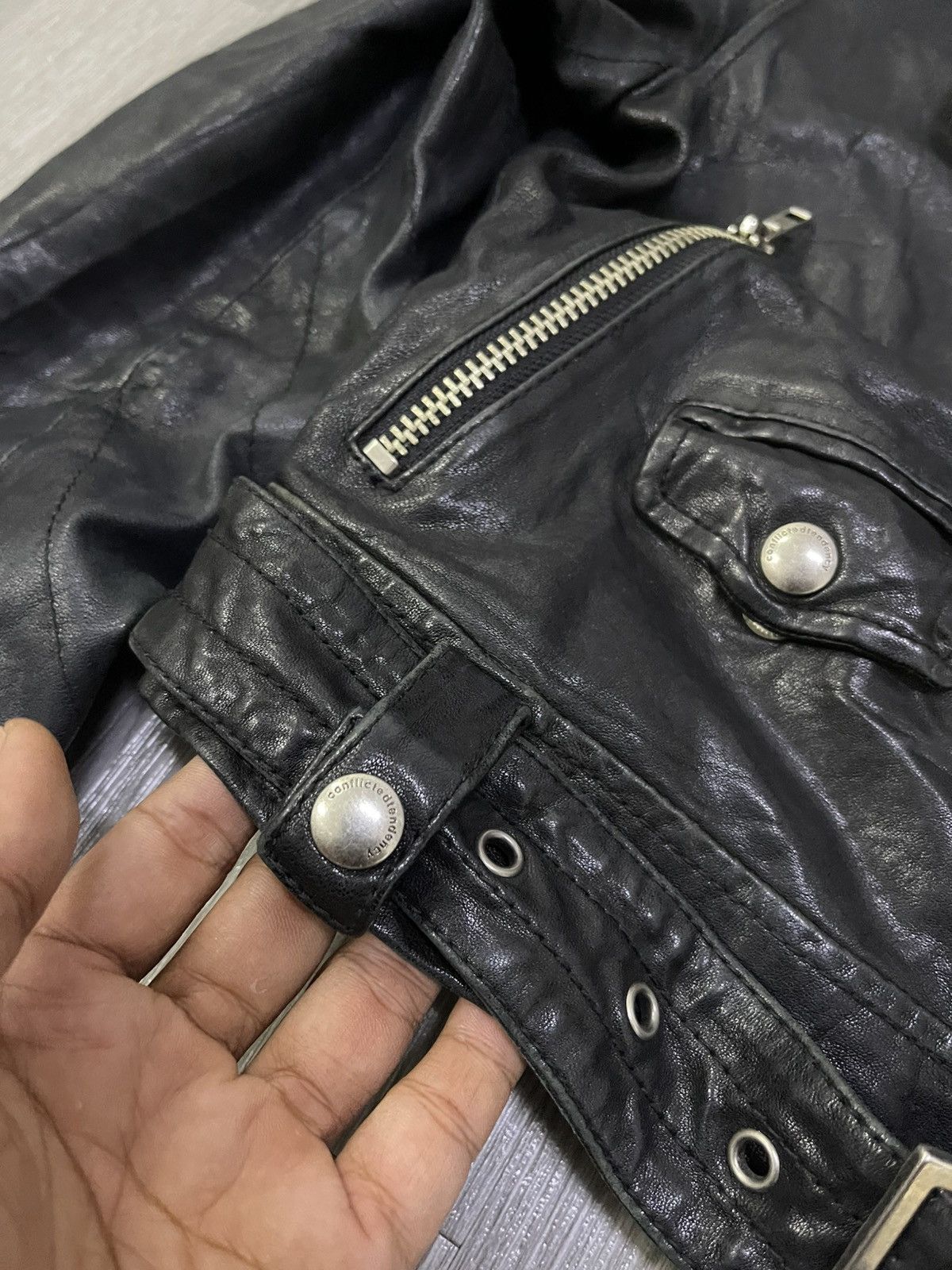 Genuine Leather Conflictedtendency sheep skin cropped biker jacket Size S / US 4 / IT 40 - 5 Thumbnail