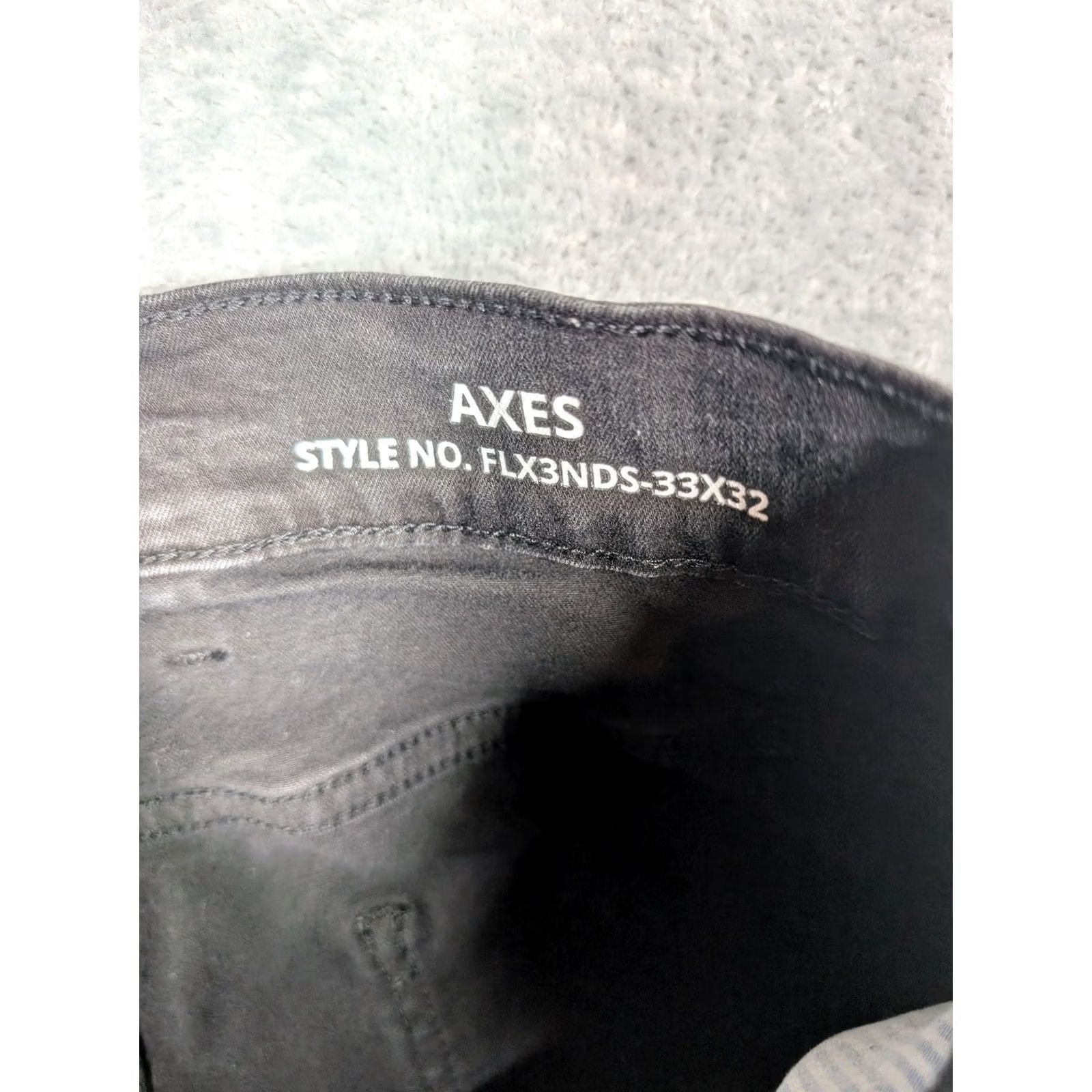 Denime Mugsy AXES Jeans Mens 33x32 Black Distressed Slim Straight Stretch Denim Pants Distressed Logo Casual Denim Jeans Mens 33x32 Size US 33 - 6 Thumbnail
