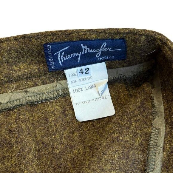 Thierry Mugler 535. THIERRY MUGLER Vintage 80s 100% Wool Green Pencil Skirt Size 27" / US 4 / IT 40 - 4 Thumbnail