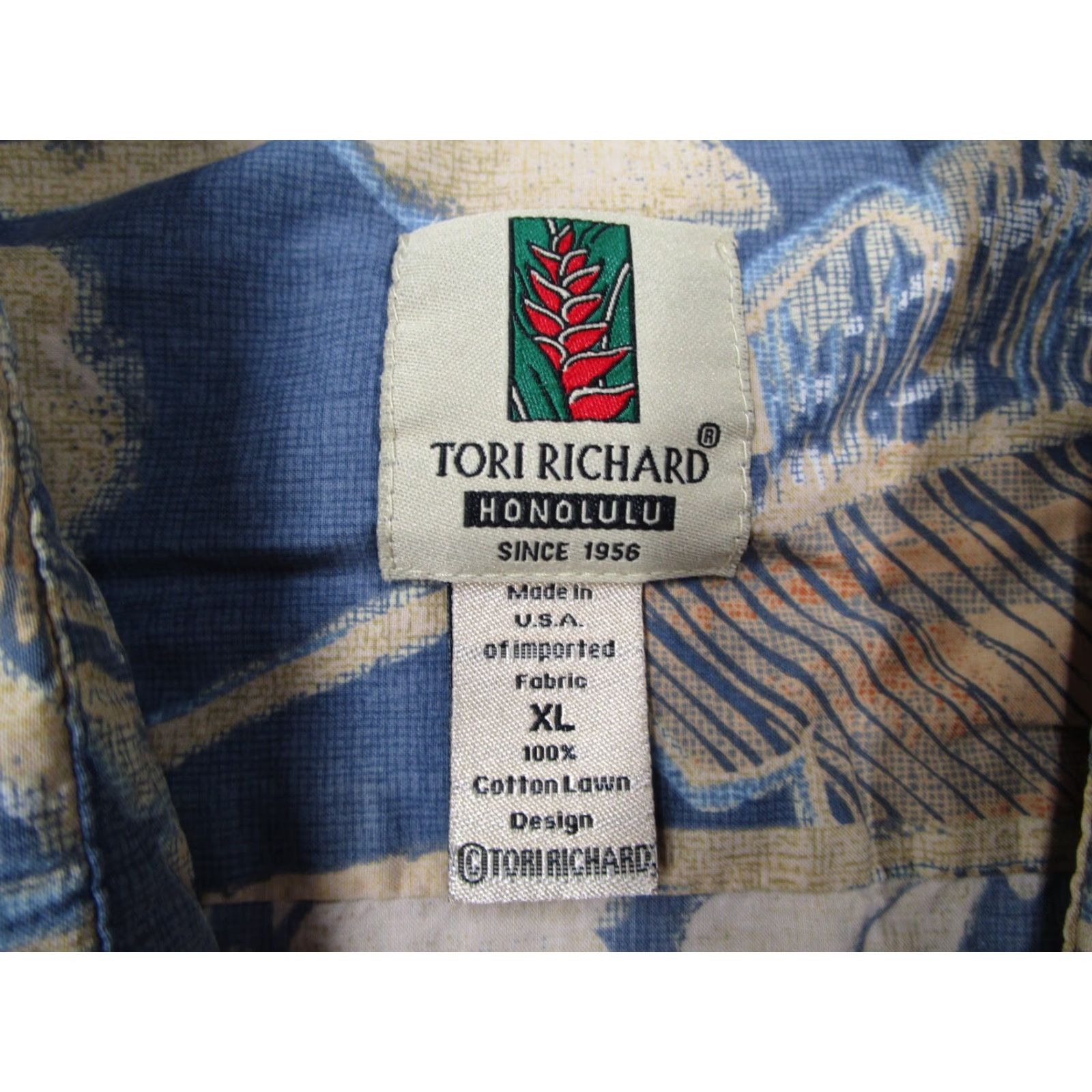 Tori Richard VINTAGE Tori Richard Shirt Men XL Blue Floral Short Sleeve Button-Up Hawaiian Cotton Lawn USA Size US XL / EU 56 / 4 - 3 Thumbnail